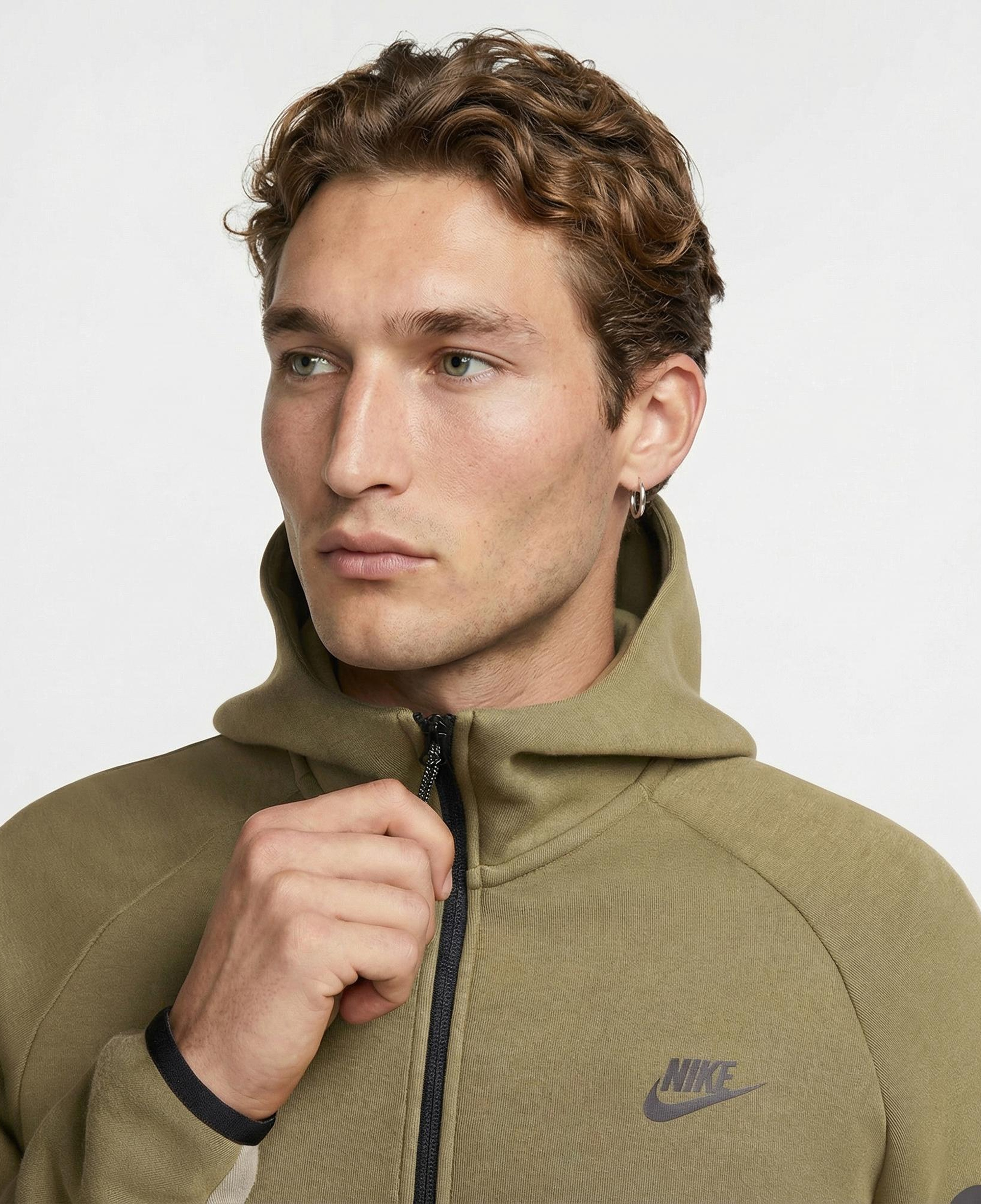 Nike Tech Fleece Erkek Haki Kapüşonlu Hoodie