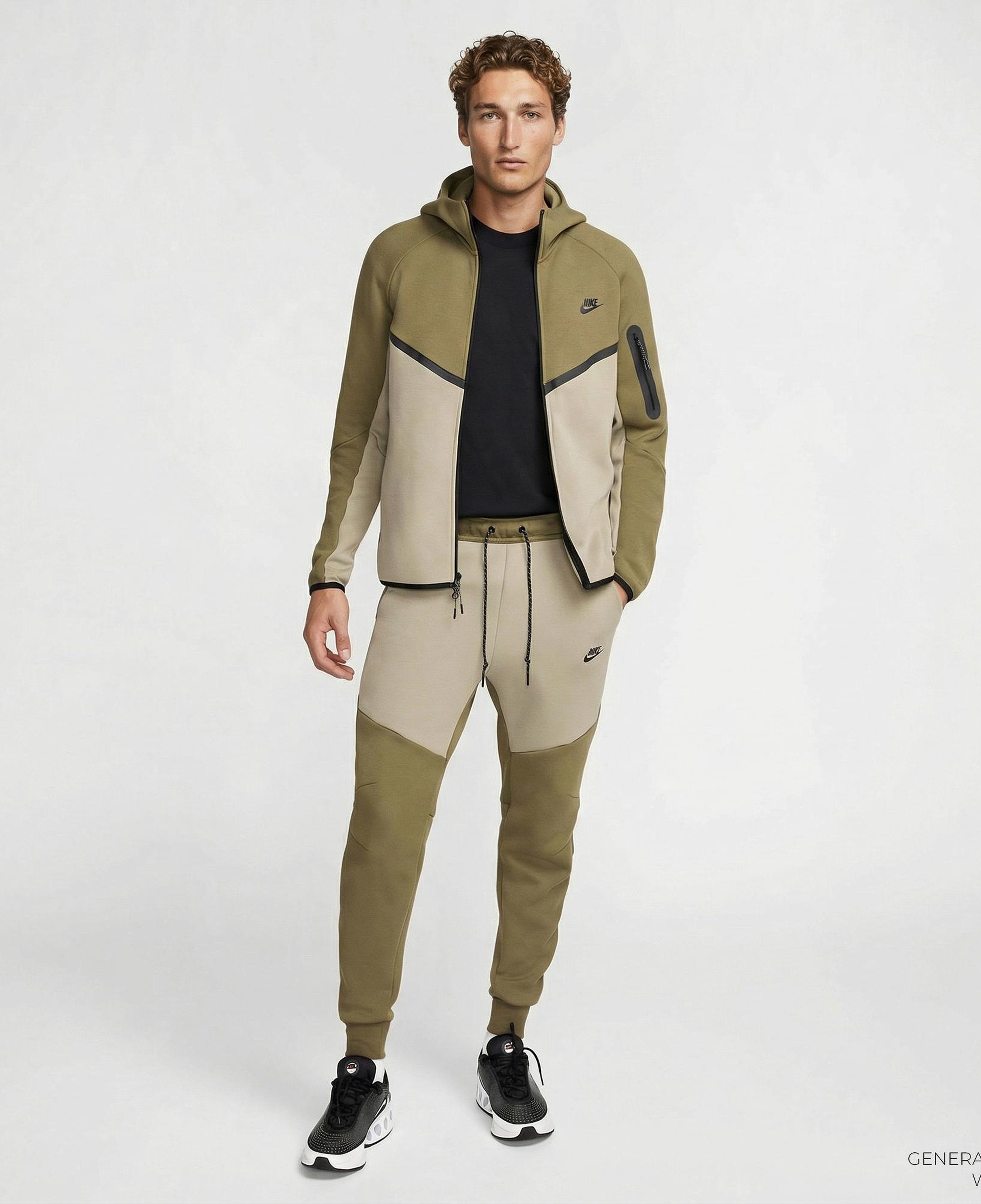 Nike Tech Fleece Erkek Haki Kapüşonlu Hoodie