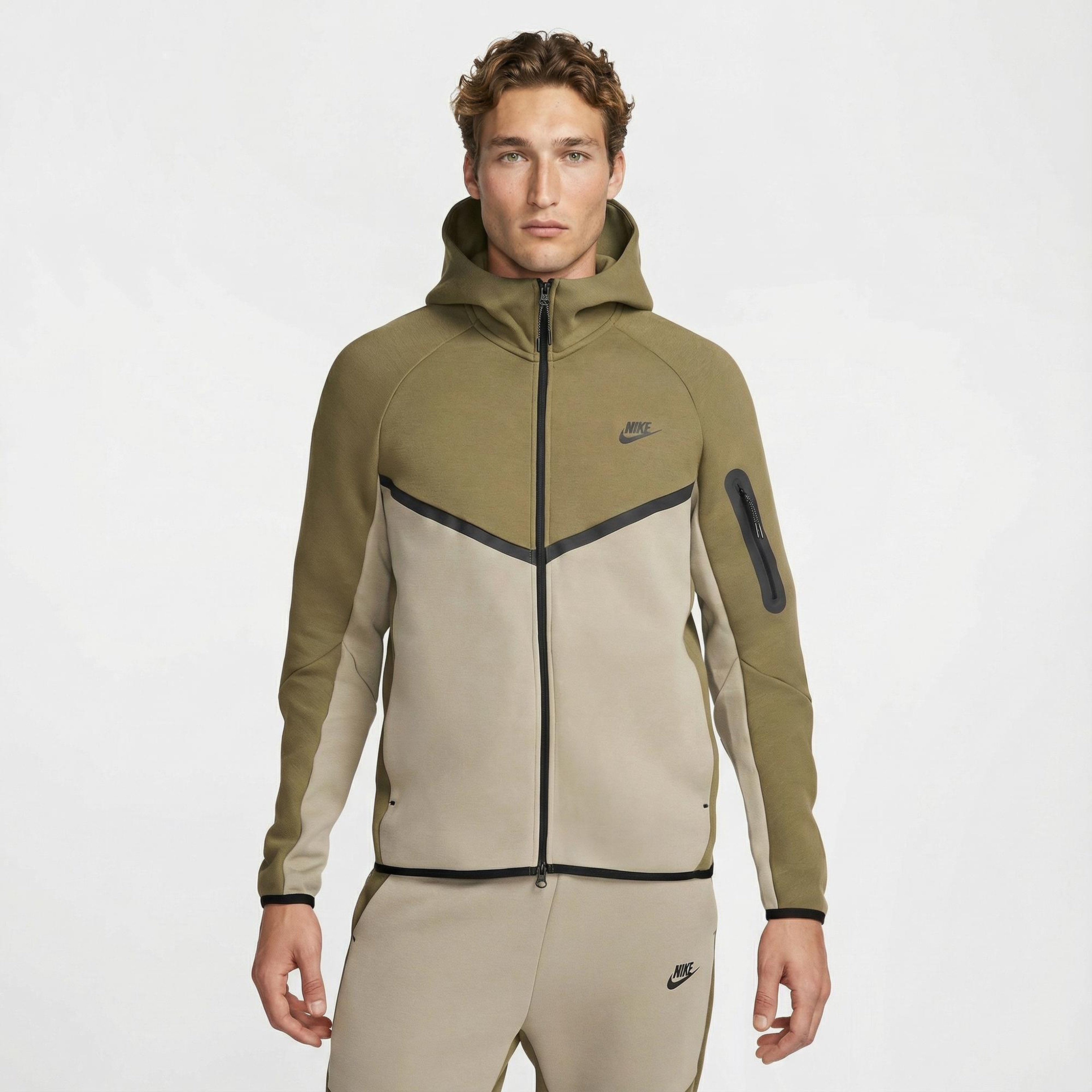 Nike Tech Fleece Erkek Haki Kapüşonlu Hoodie