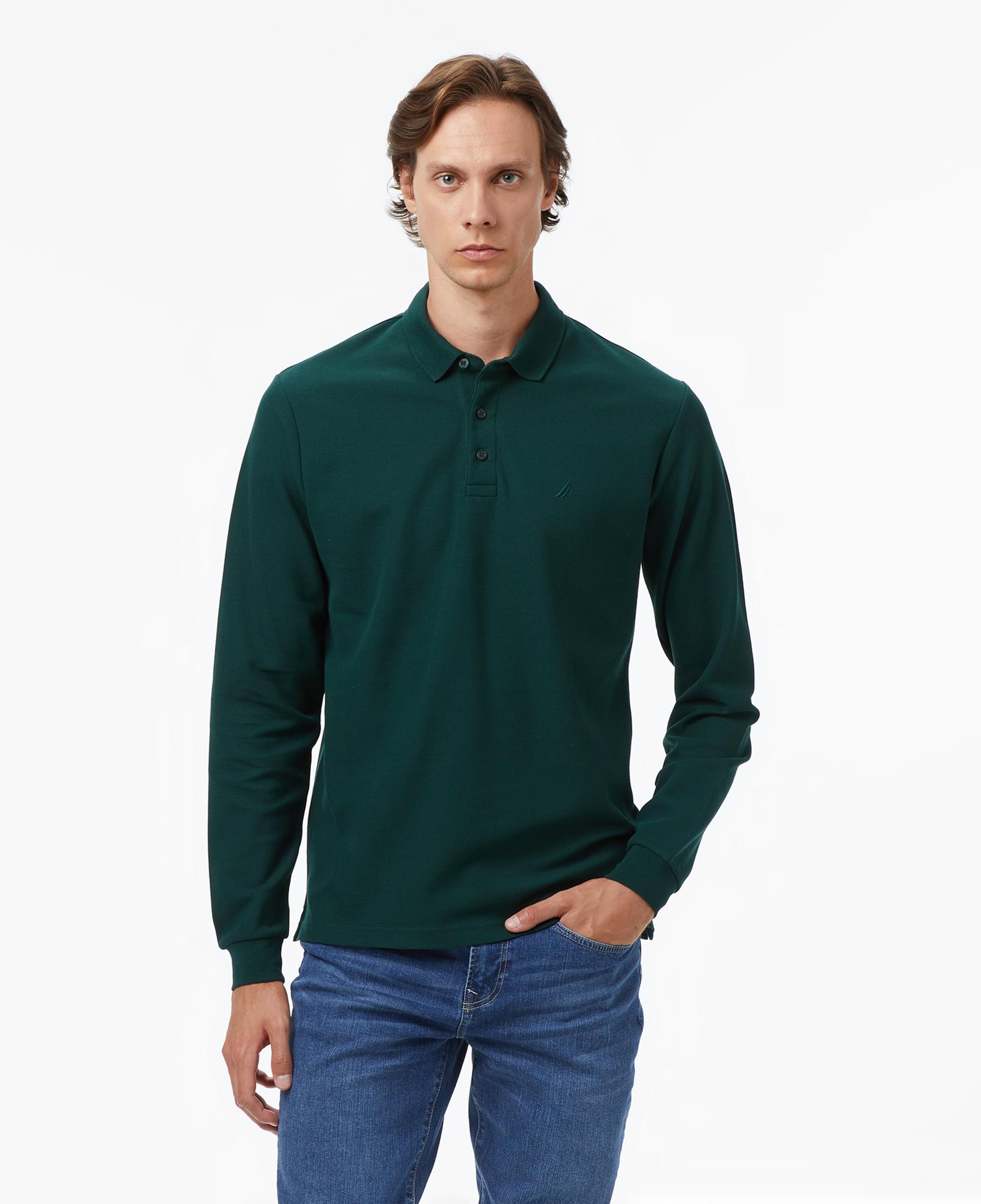Nautica Erkek Yeşil Classic Fit Uzun Kollu Polo Yaka T-Shirt