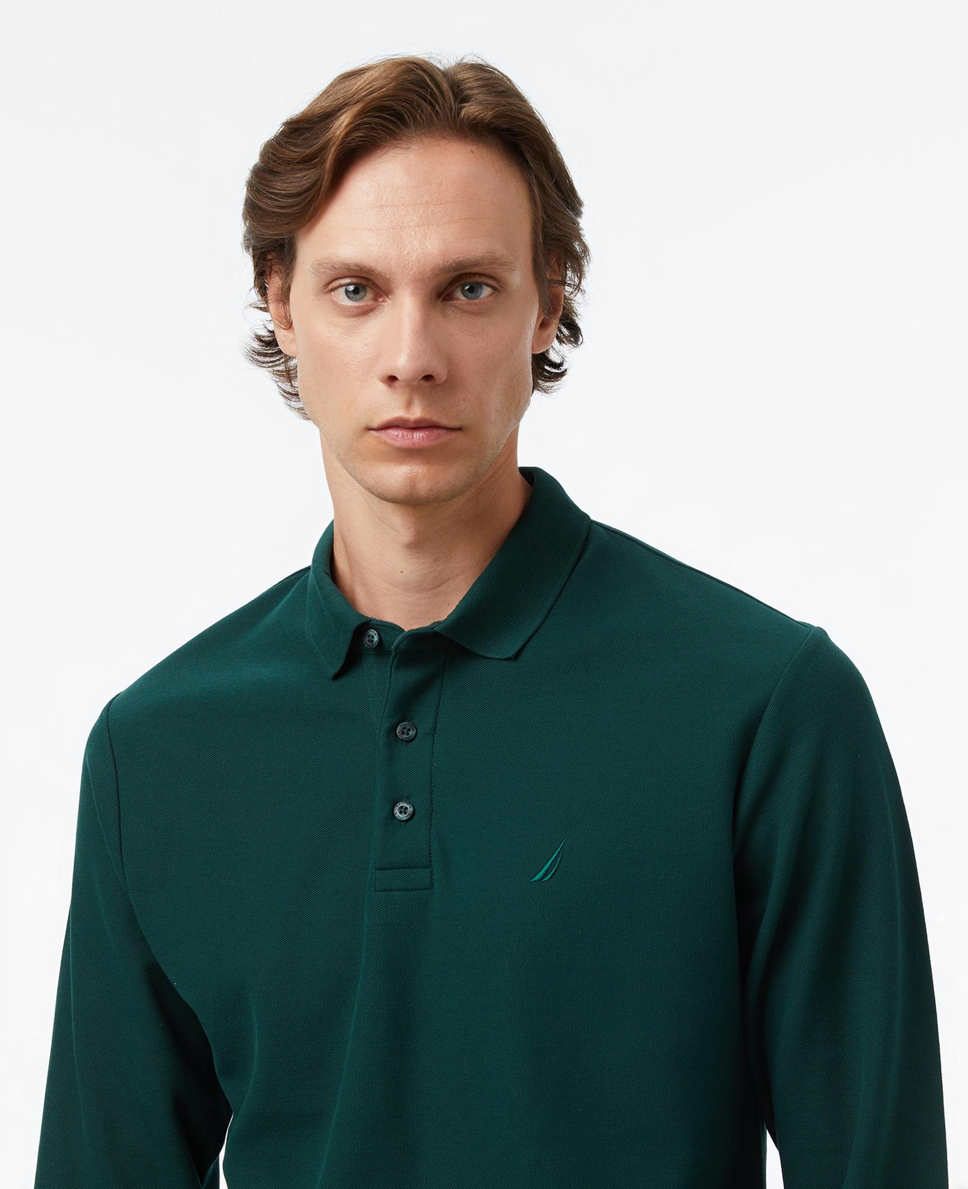 Nautica Erkek Yeşil Classic Fit Uzun Kollu Polo Yaka T-Shirt
