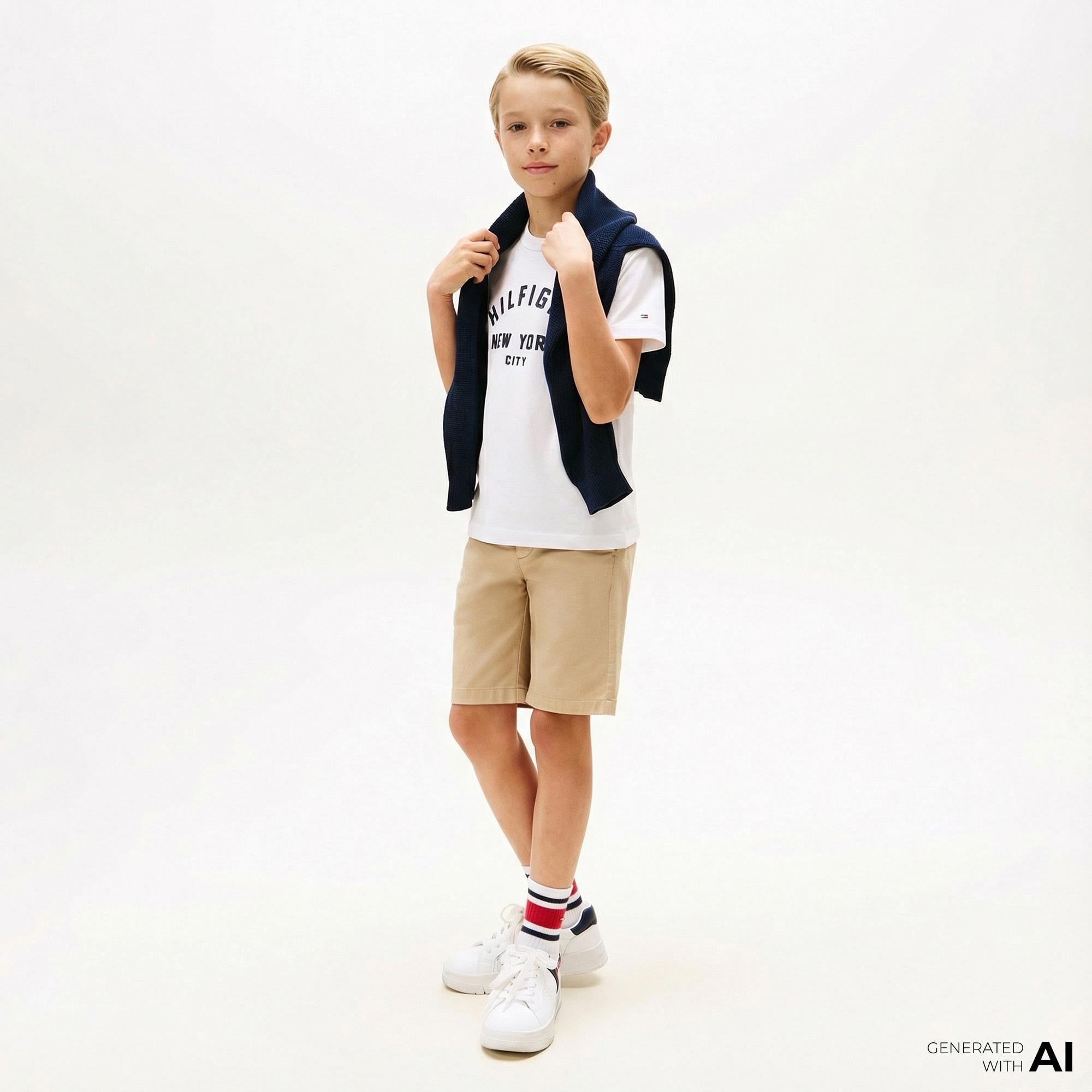 Tommy Hilfiger Curved Graphic Çocuk Beyaz T-Shirt