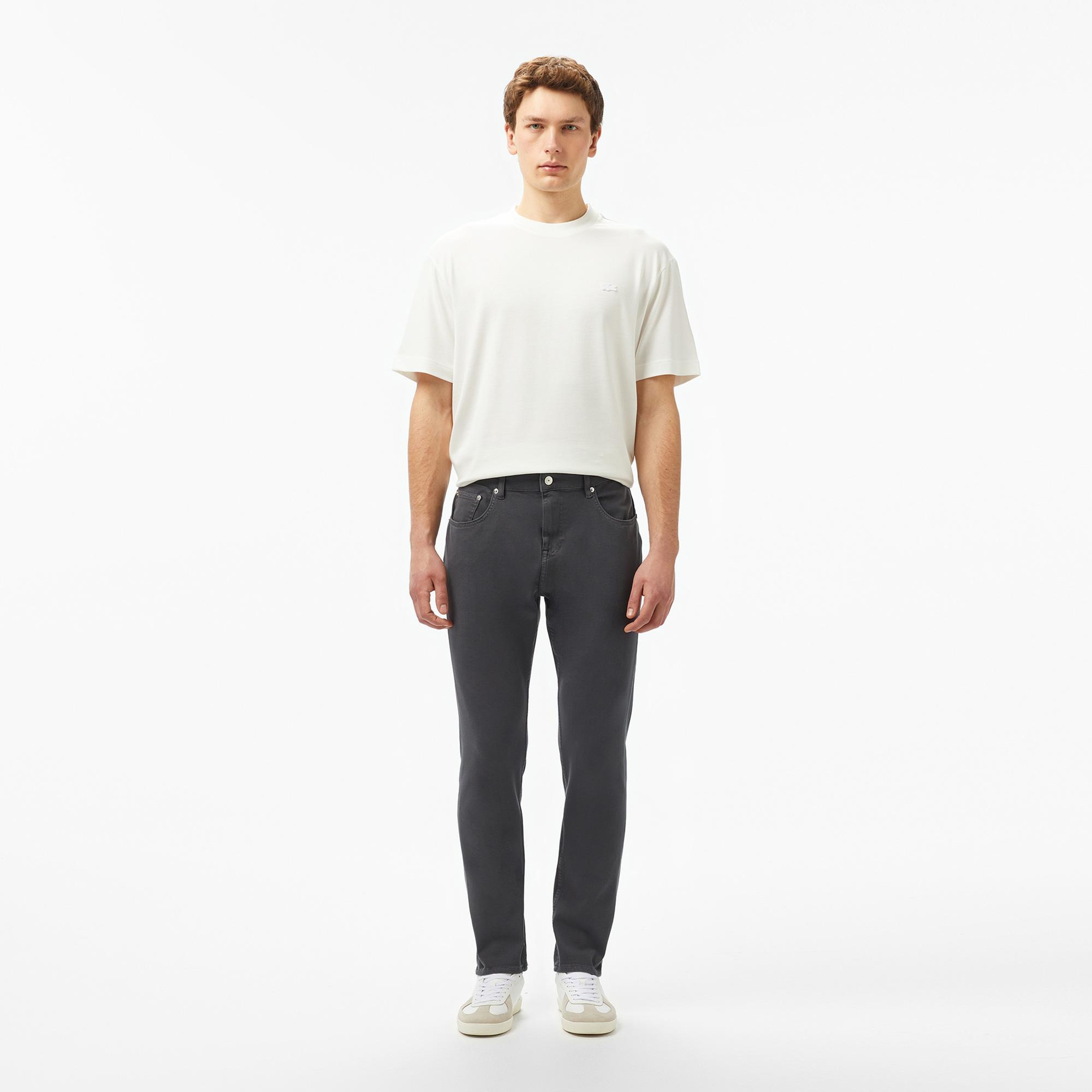 Lacoste Erkek Slim Fit Gri Jean Pantolon