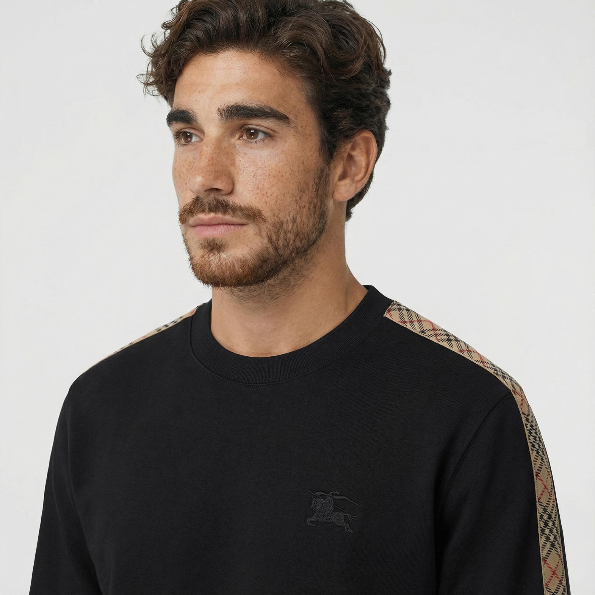 Burberry Tal Trim Cotton Erkek Siyah T-Shirt