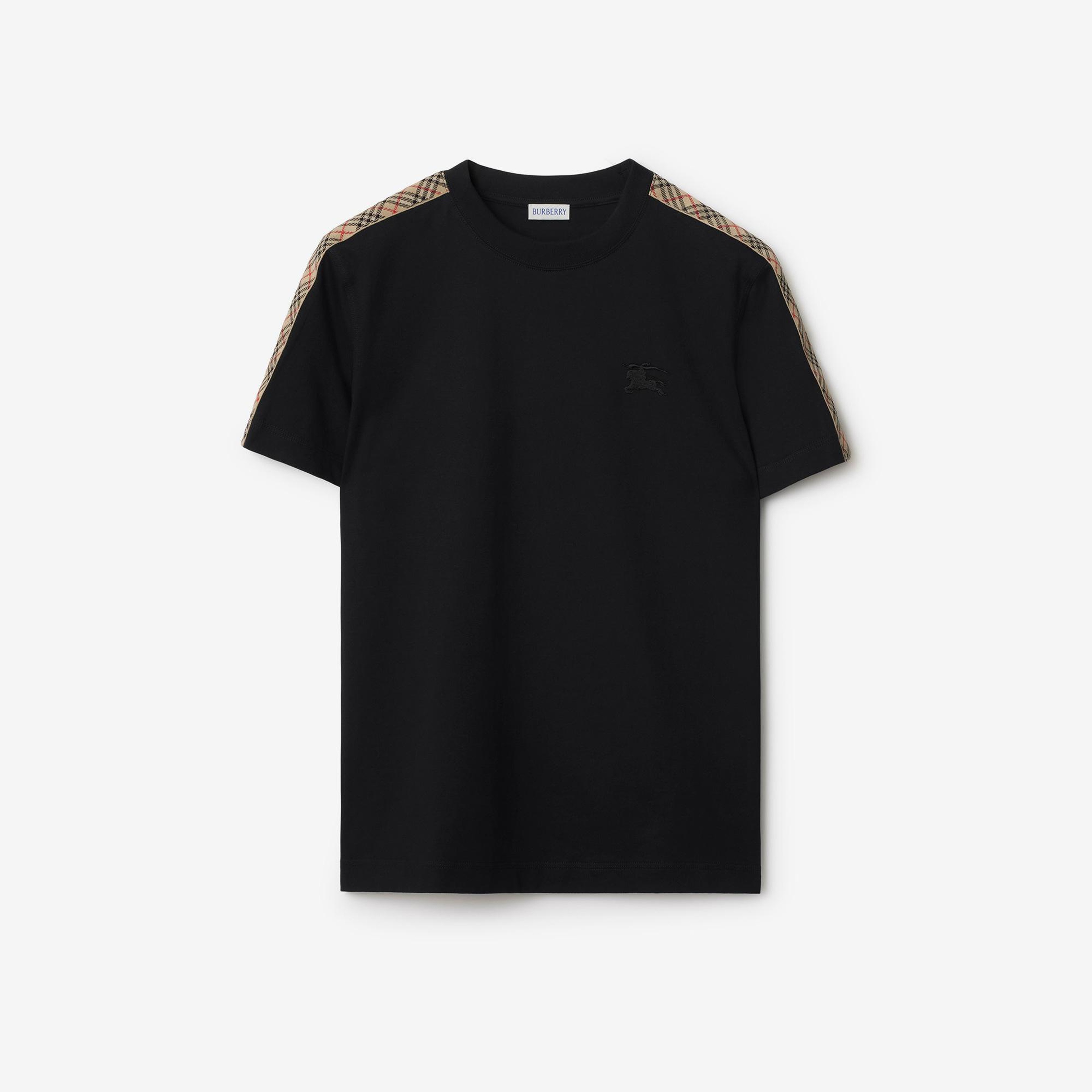 Burberry Tal Trim Cotton Erkek Siyah T-Shirt