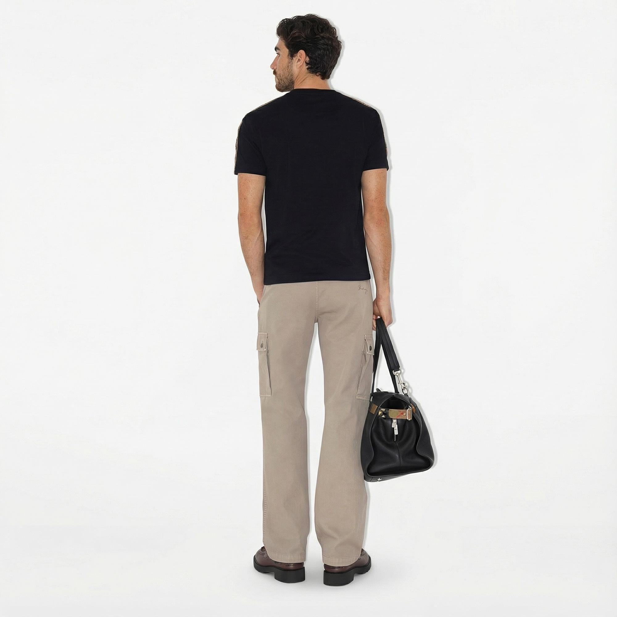 Burberry Tal Trim Cotton Erkek Siyah T-Shirt