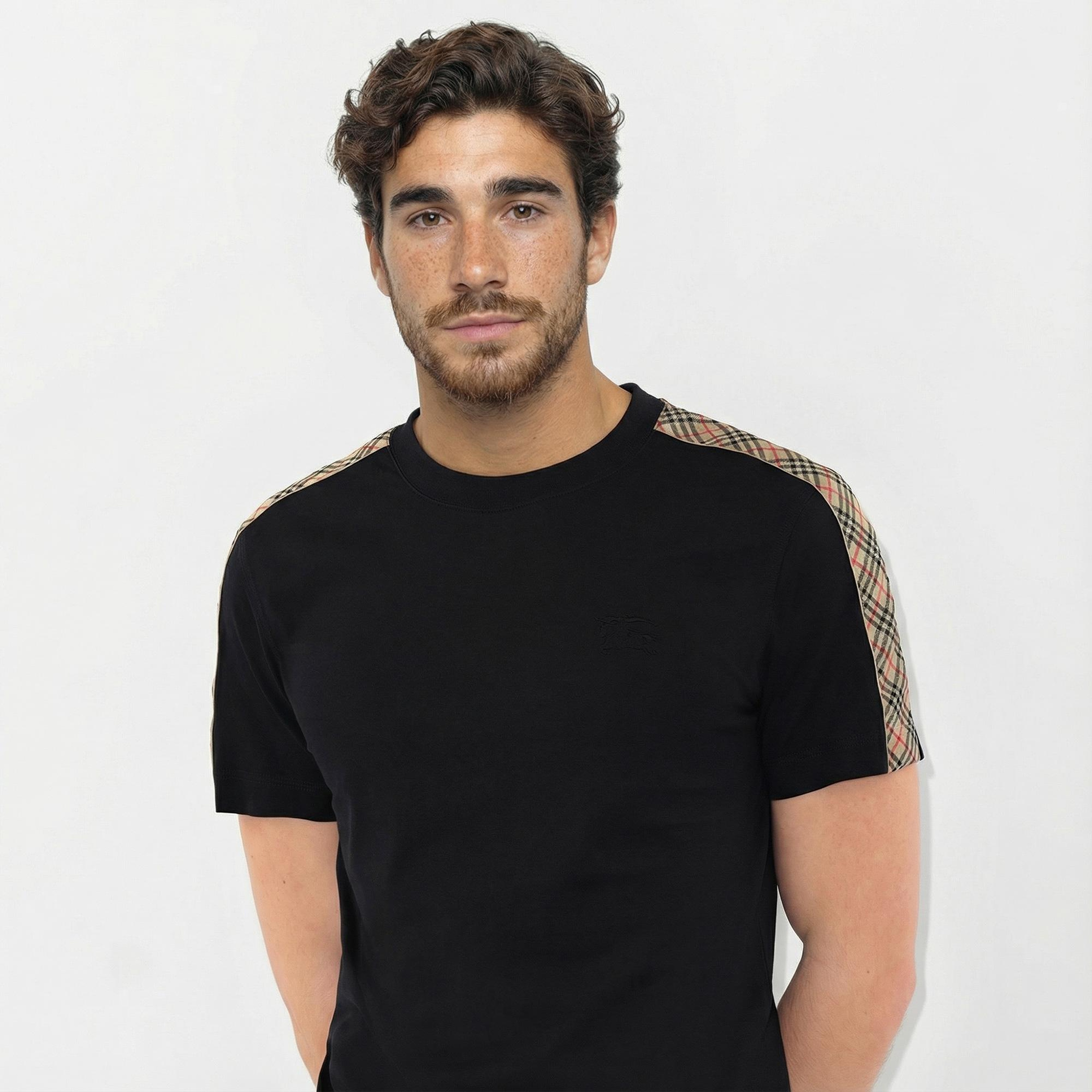 Burberry Tal Trim Cotton Erkek Siyah T-Shirt