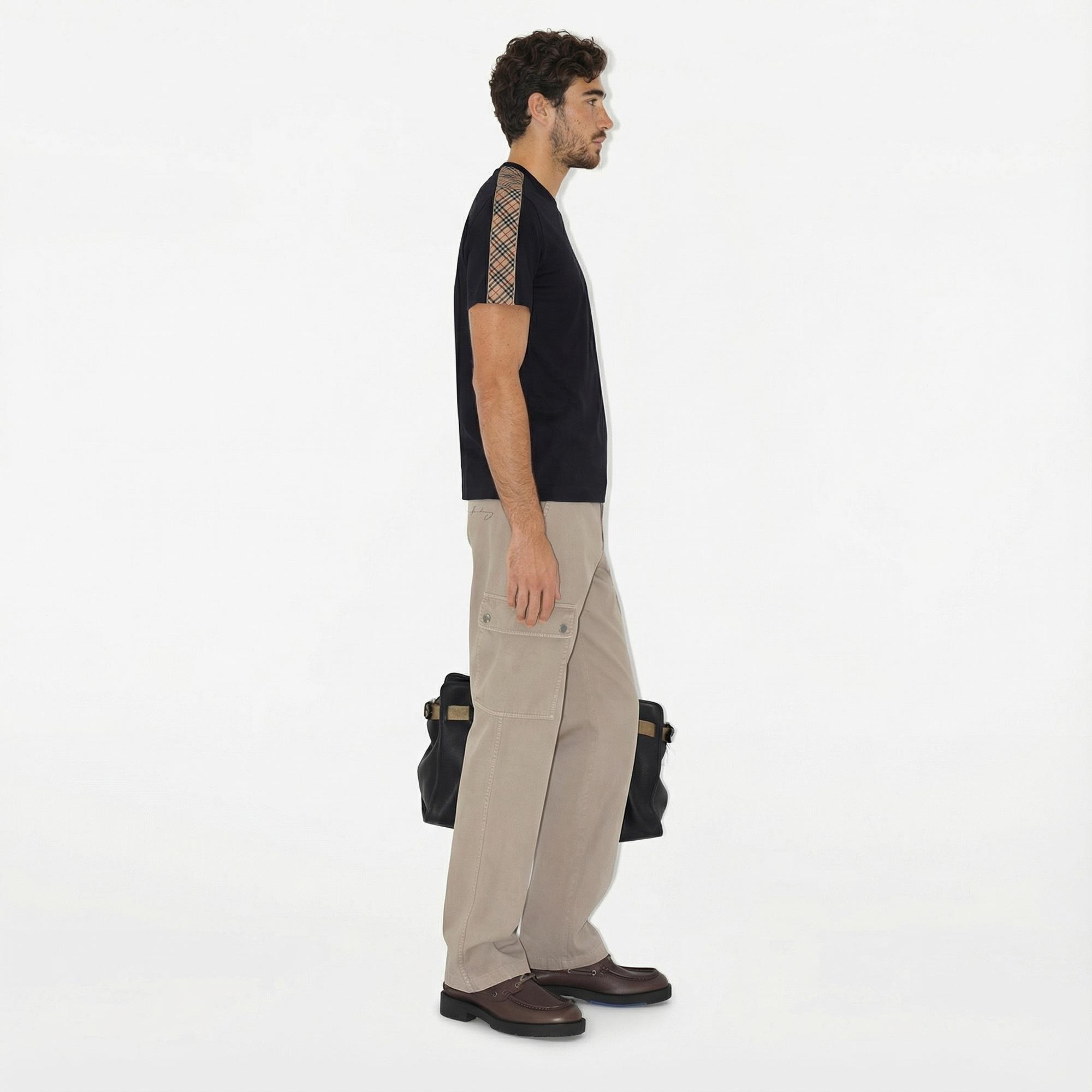 Burberry Tal Trim Cotton Erkek Siyah T-Shirt