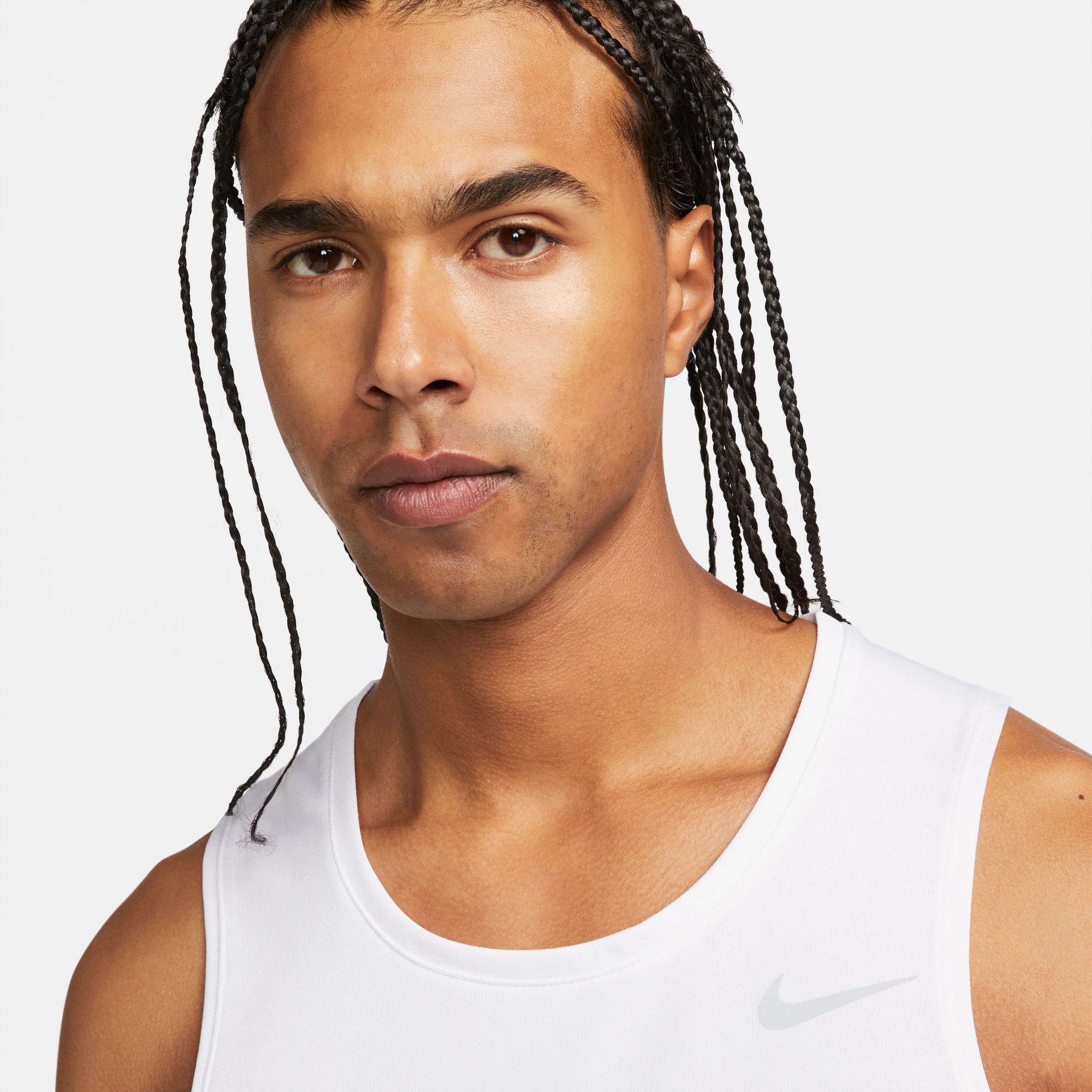 Nike Dri-Fıt Miler Tank Erkek Beyaz Kolsuz T-Shirt
