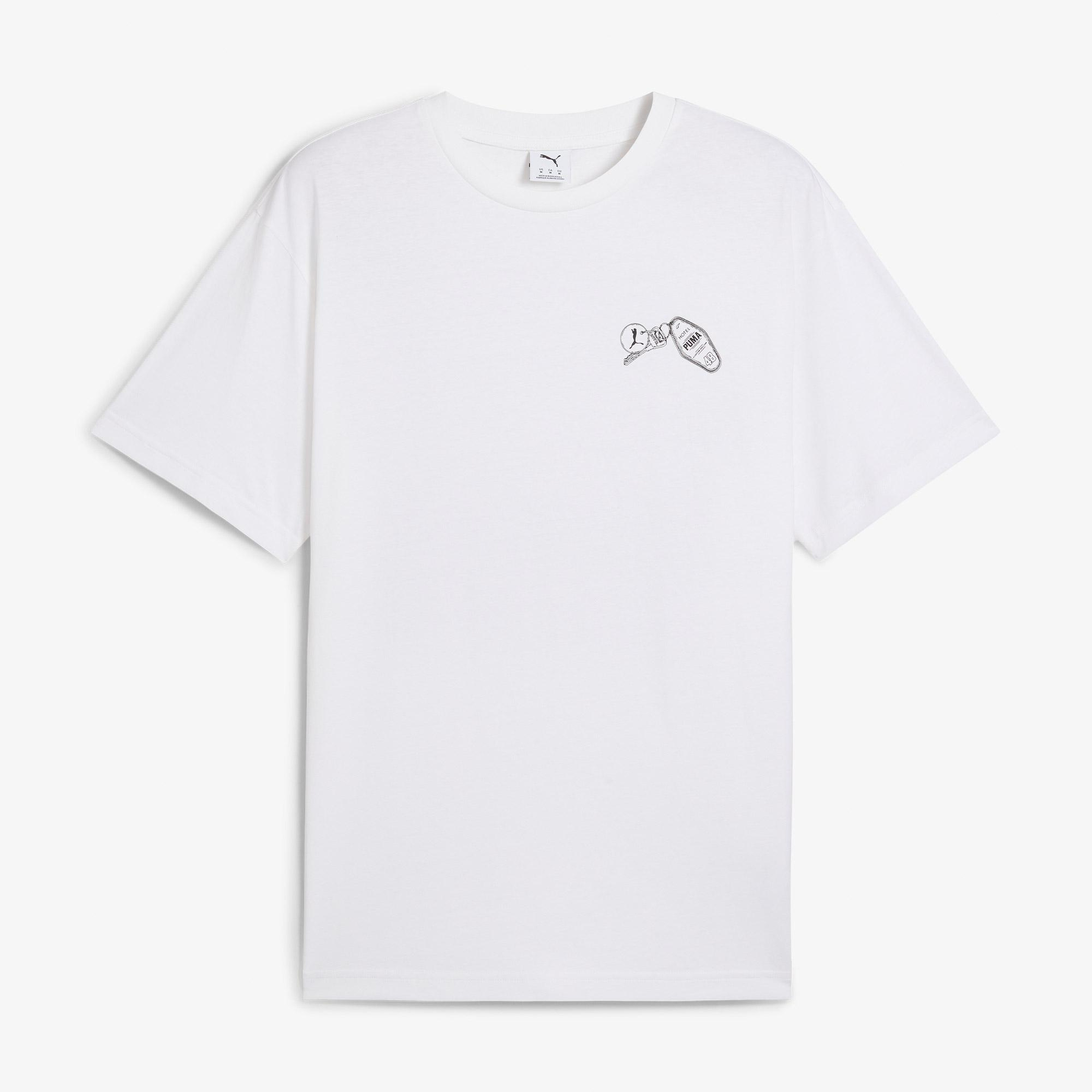 Puma Graphics Hotel Relaxed Erkek Beyaz T-Shirt