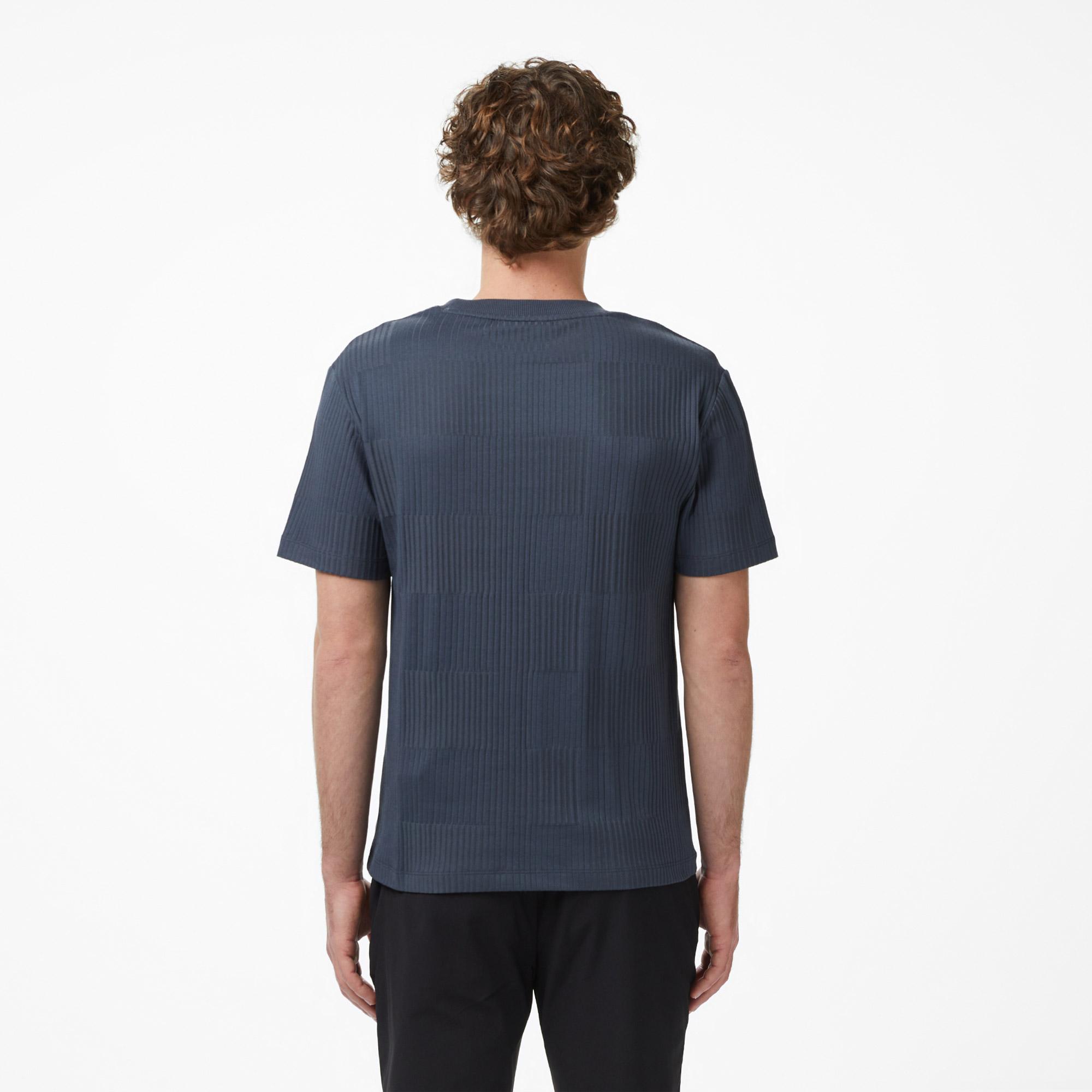 Lacoste Erkek Regular Fit Bisiklet Yaka Çizgili Koyu Gri T-Shirt