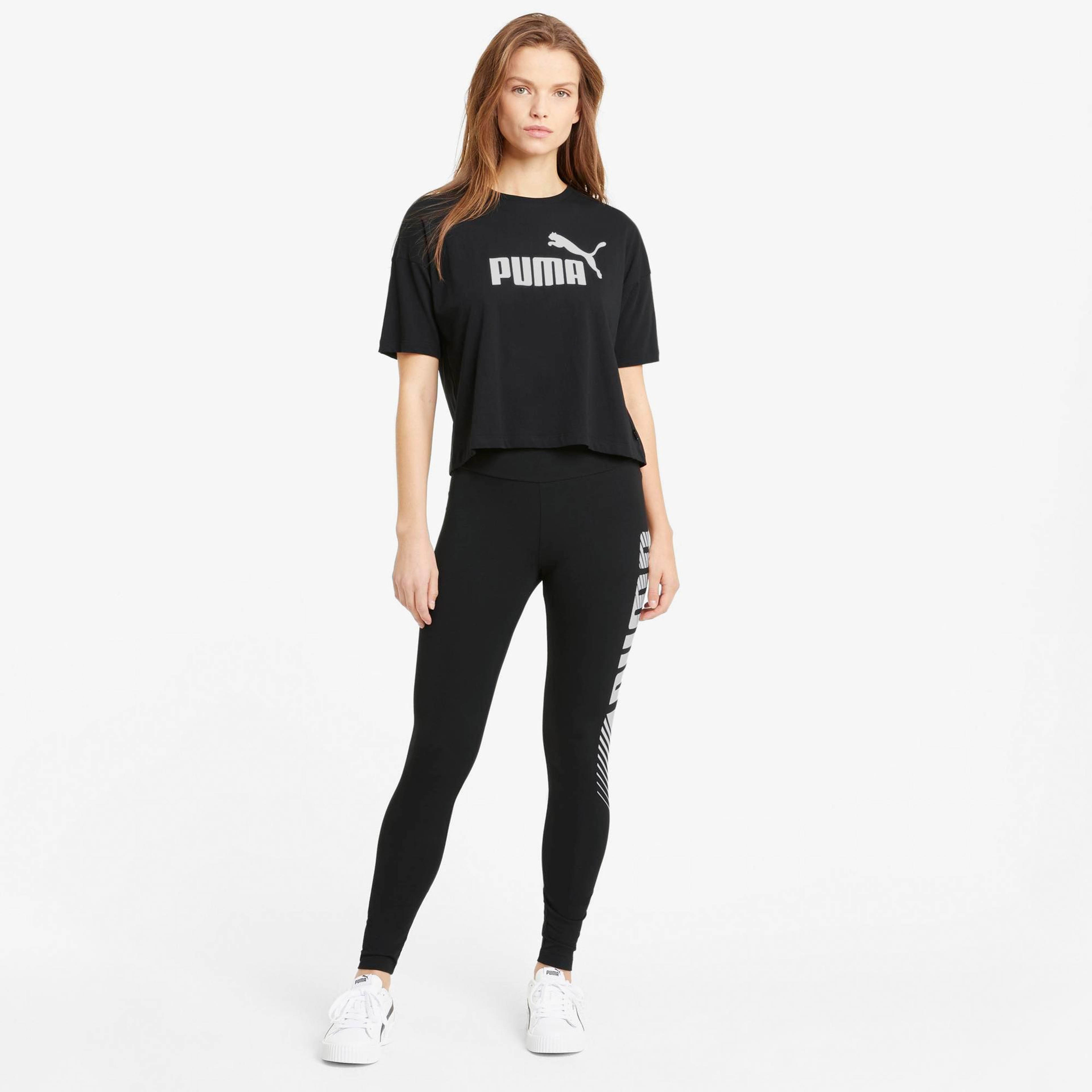 Puma Essentials Logo Kadın Siyah T-Shirt