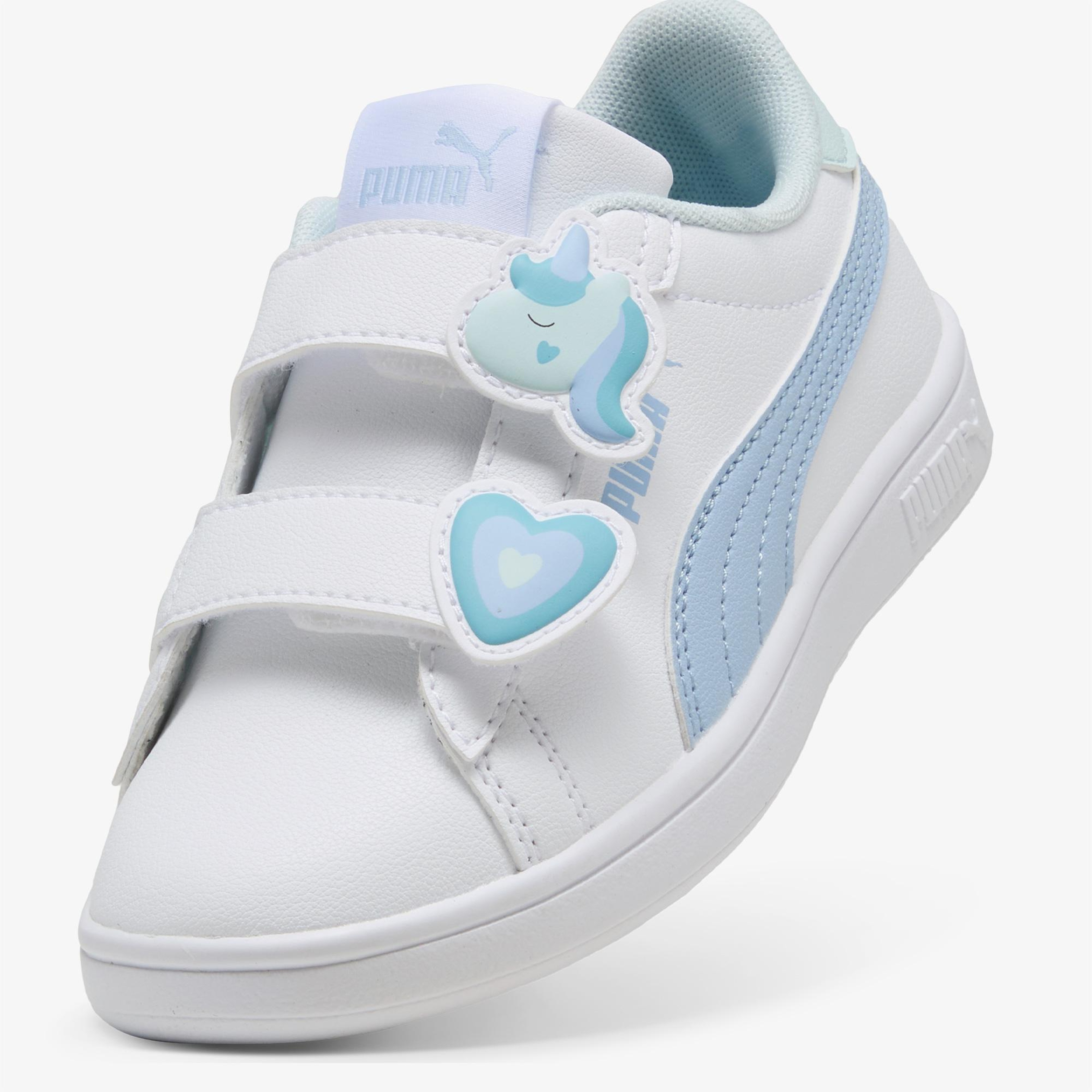 Puma Smash 3.0 Badges V Çocuk Beyaz Spor Ayakkabı