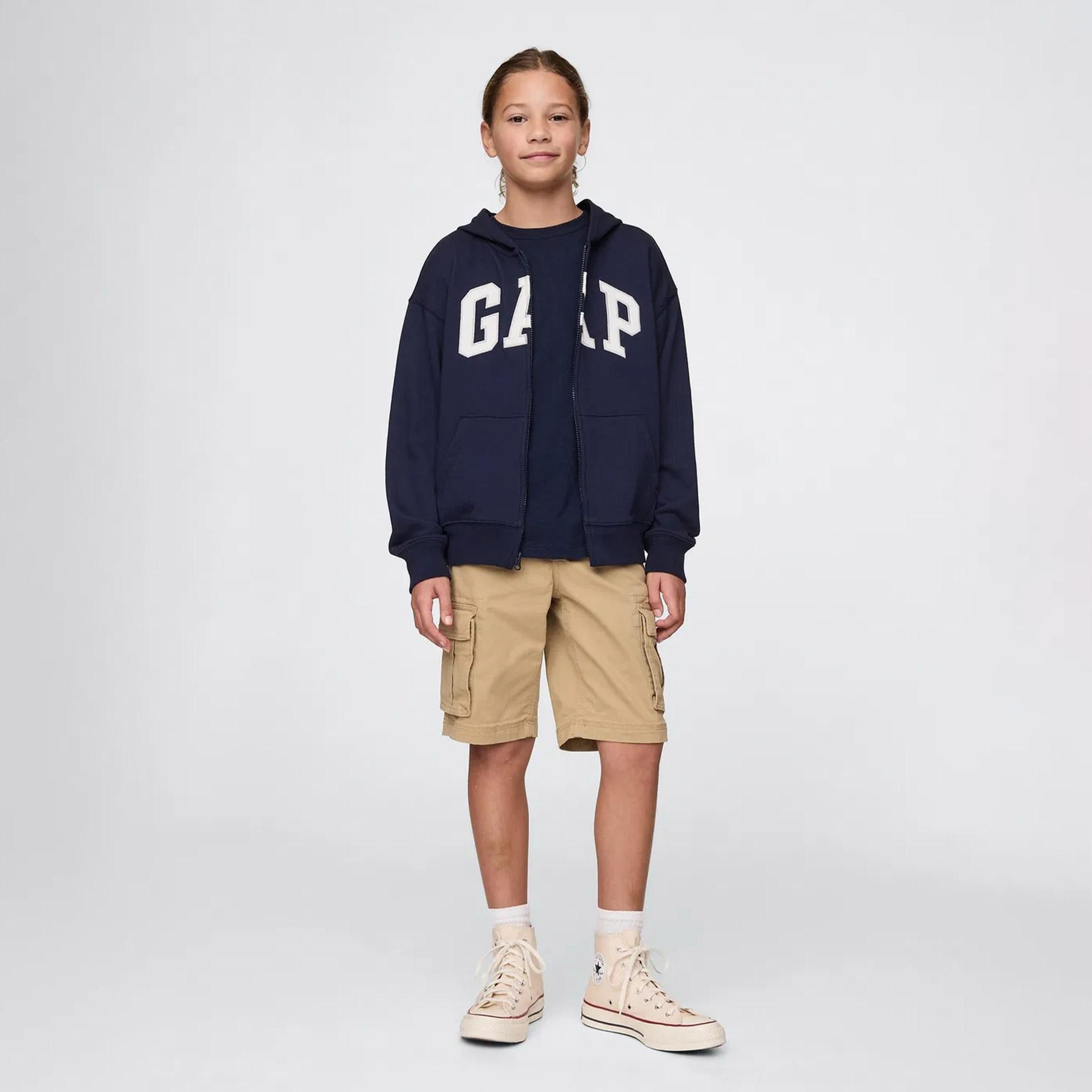 Gap V-Frch Bas Heritage Logo Çocuk Lacivert Sweatshirt