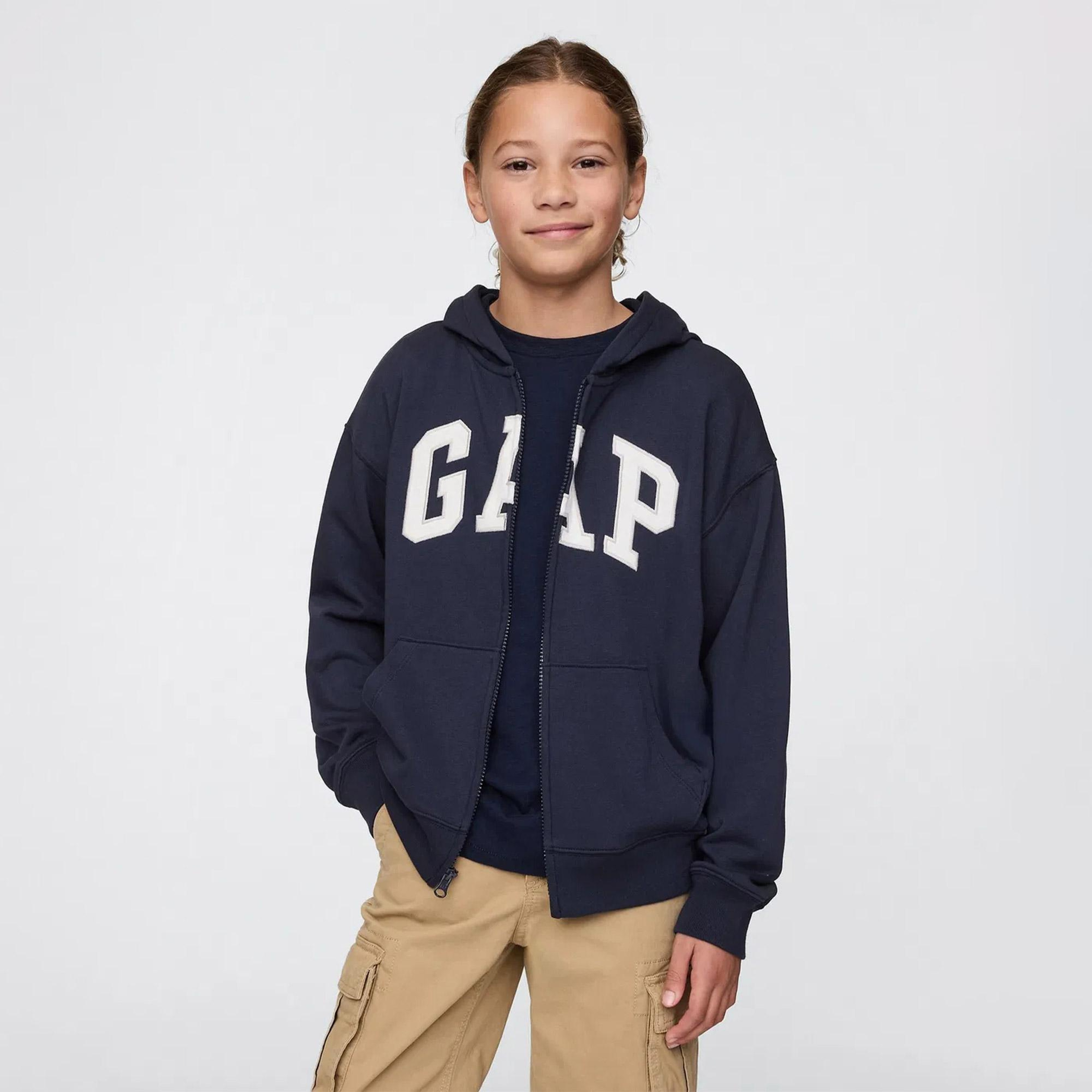 Gap V-Frch Bas Heritage Logo Çocuk Lacivert Sweatshirt