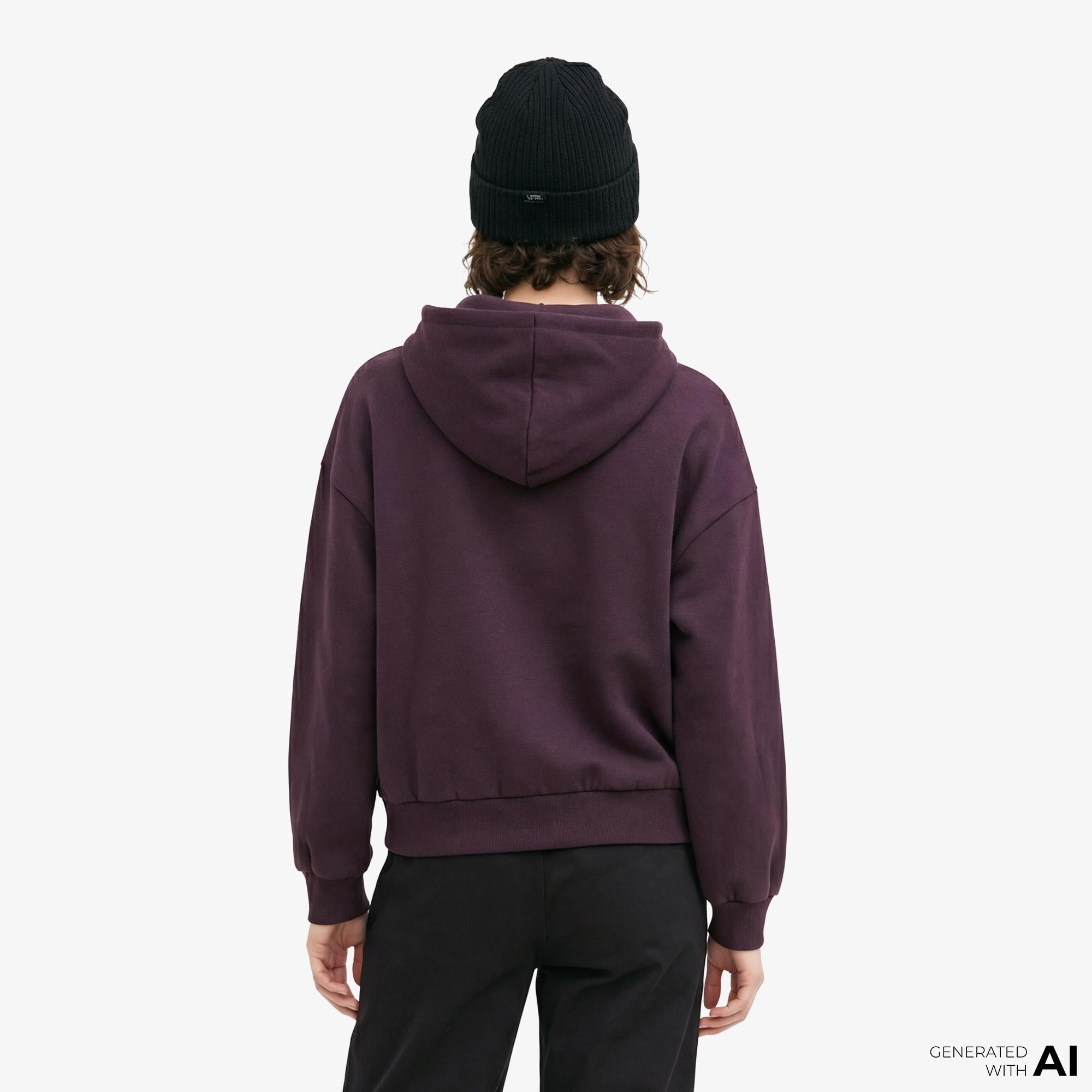 Vans Cherryrise Retro Hoodie Kadın Bordo Sweatshırt