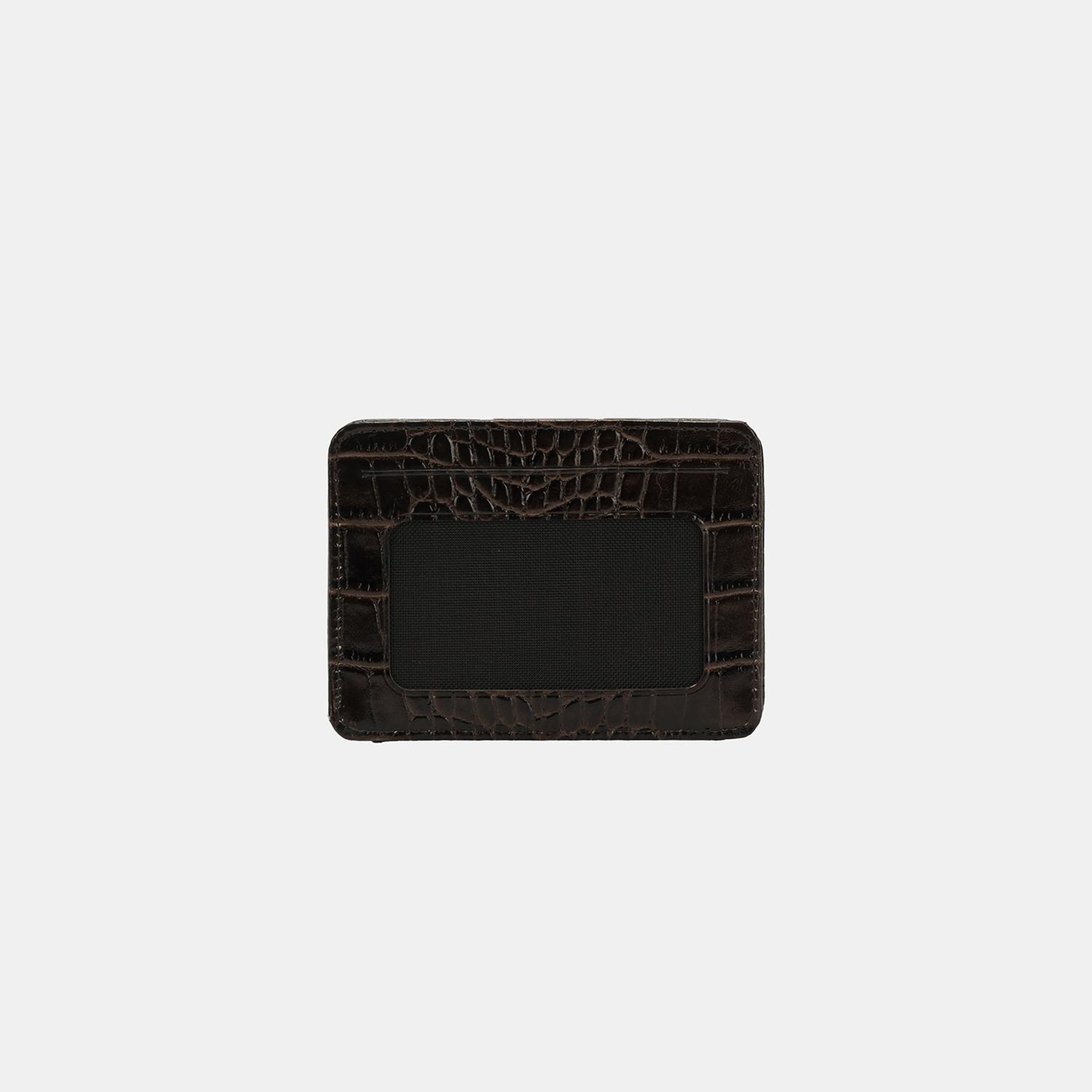 Kahve Kroko Baskılı Unisex Deri Kartlık