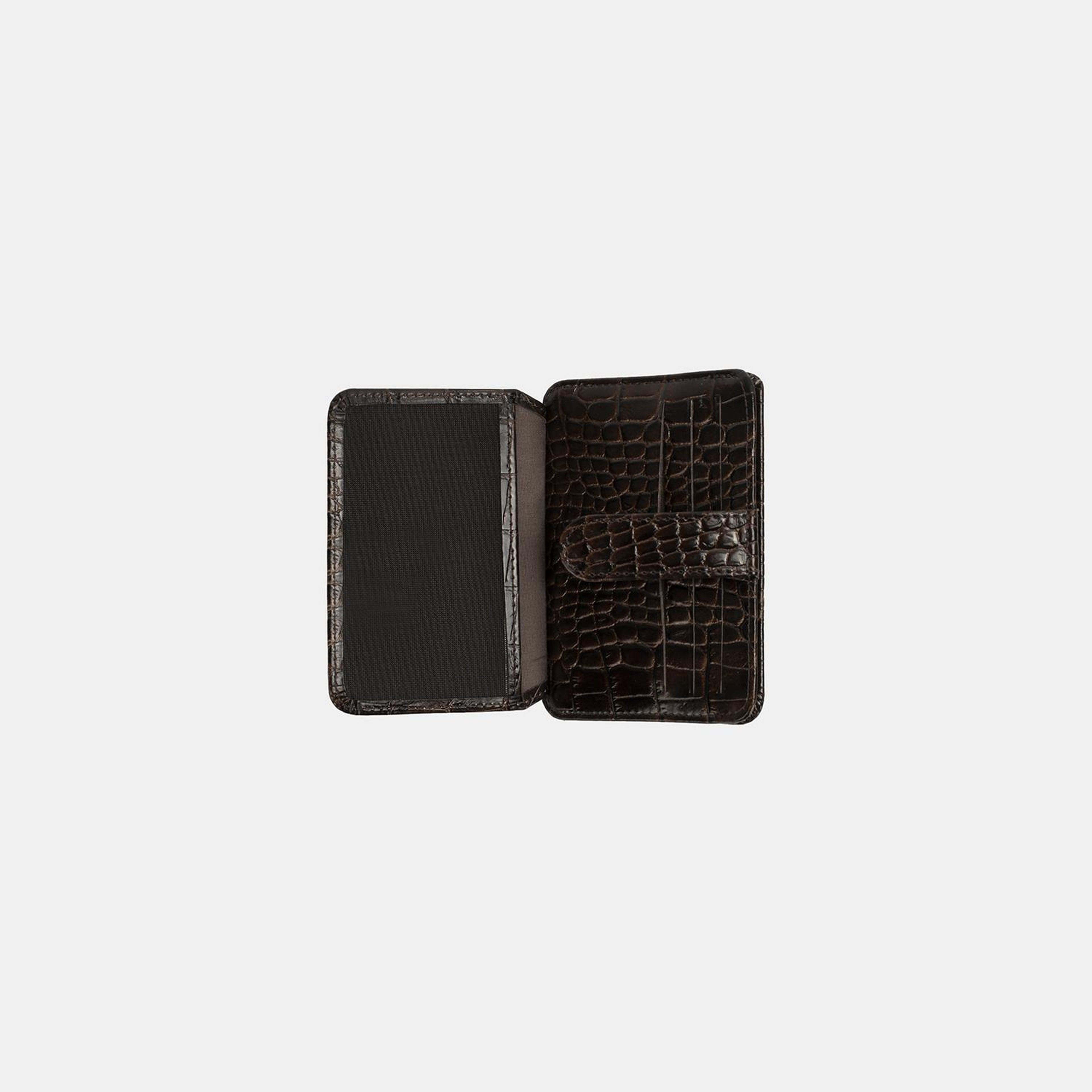 Kahve Kroko Baskılı Unisex Deri Kartlık