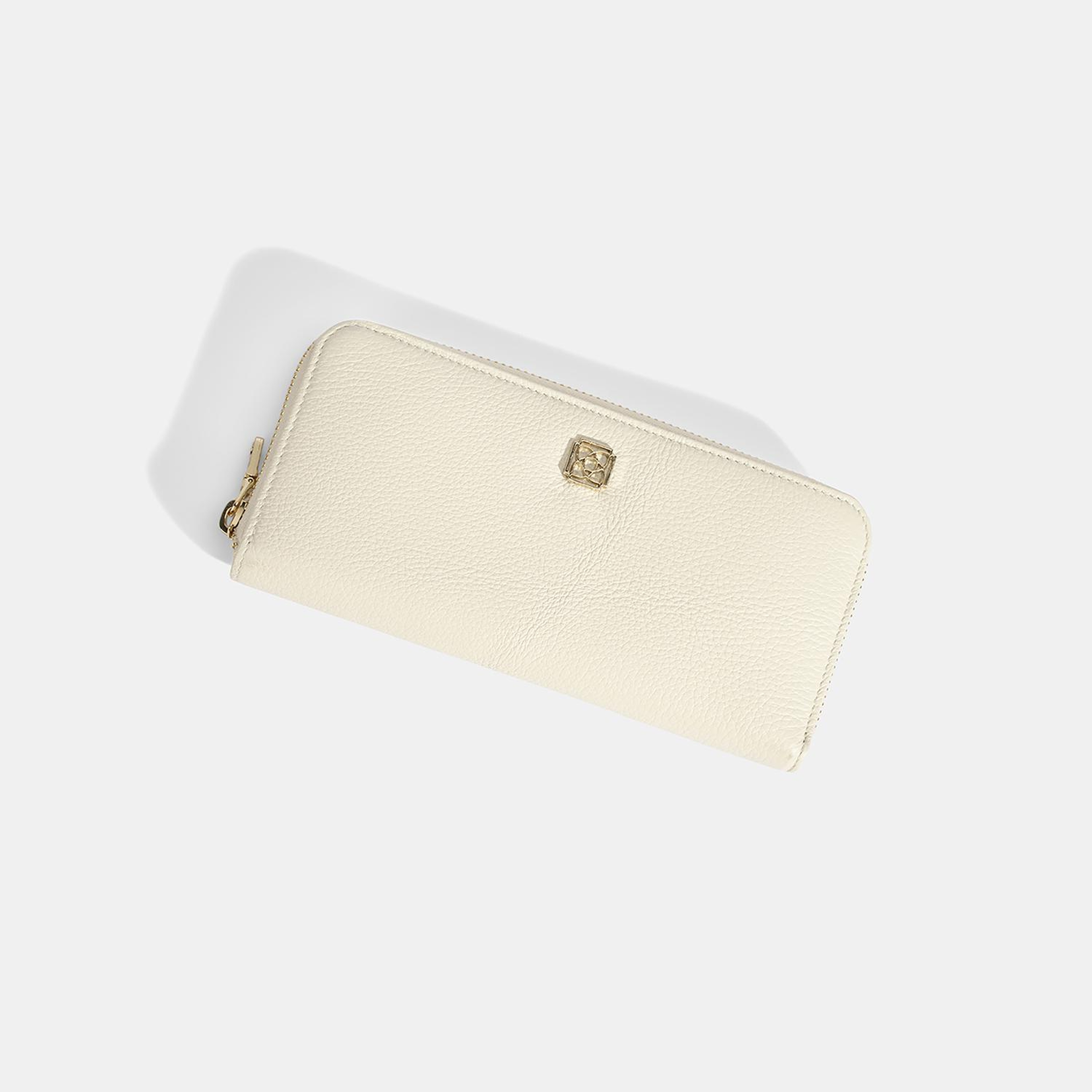 Kadın Beyaz Deri Fermuarlı Cüzdan
