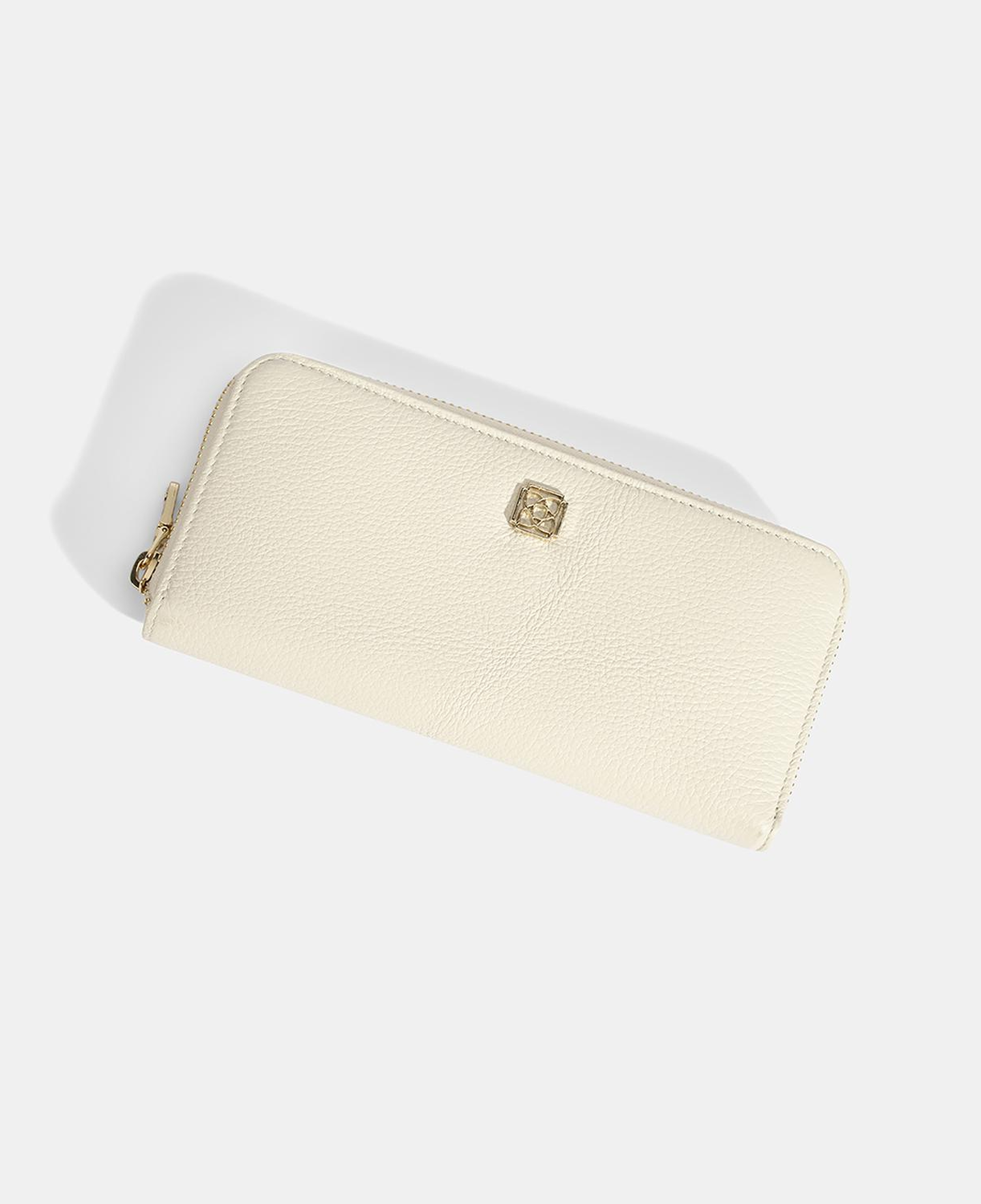 Kadın Beyaz Deri Fermuarlı Cüzdan