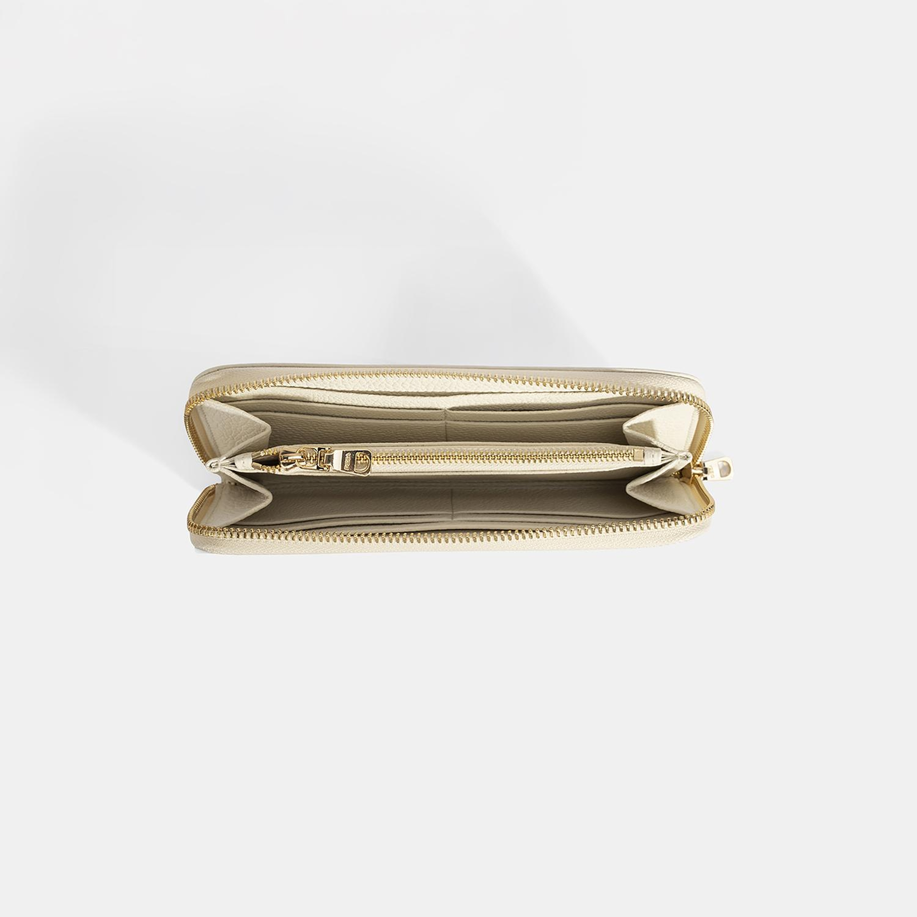 Kadın Beyaz Deri Fermuarlı Cüzdan