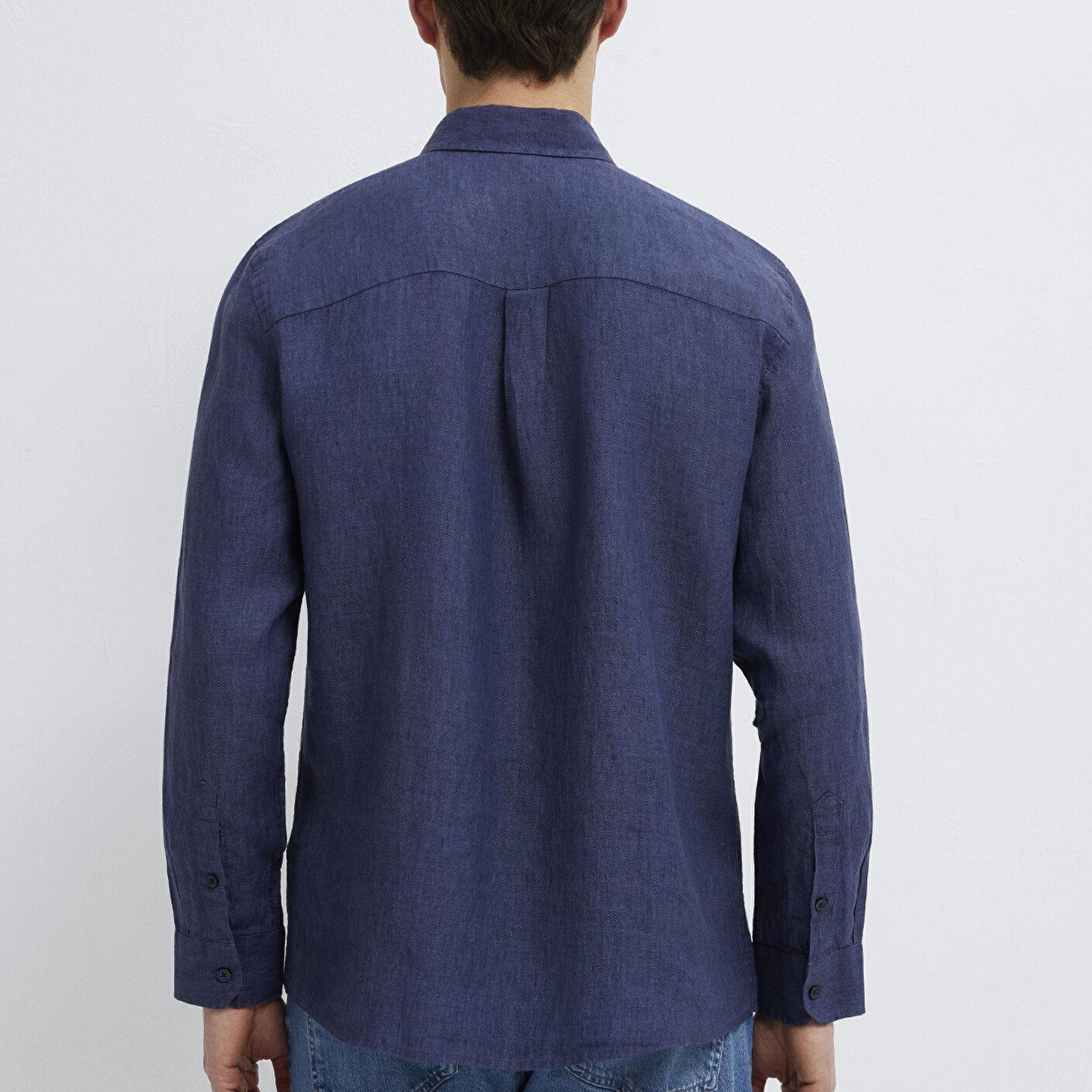 Mavi Keten Karışımlı Lacivert Gömlek Regular Fit / Normal Kesim 0211961-70718