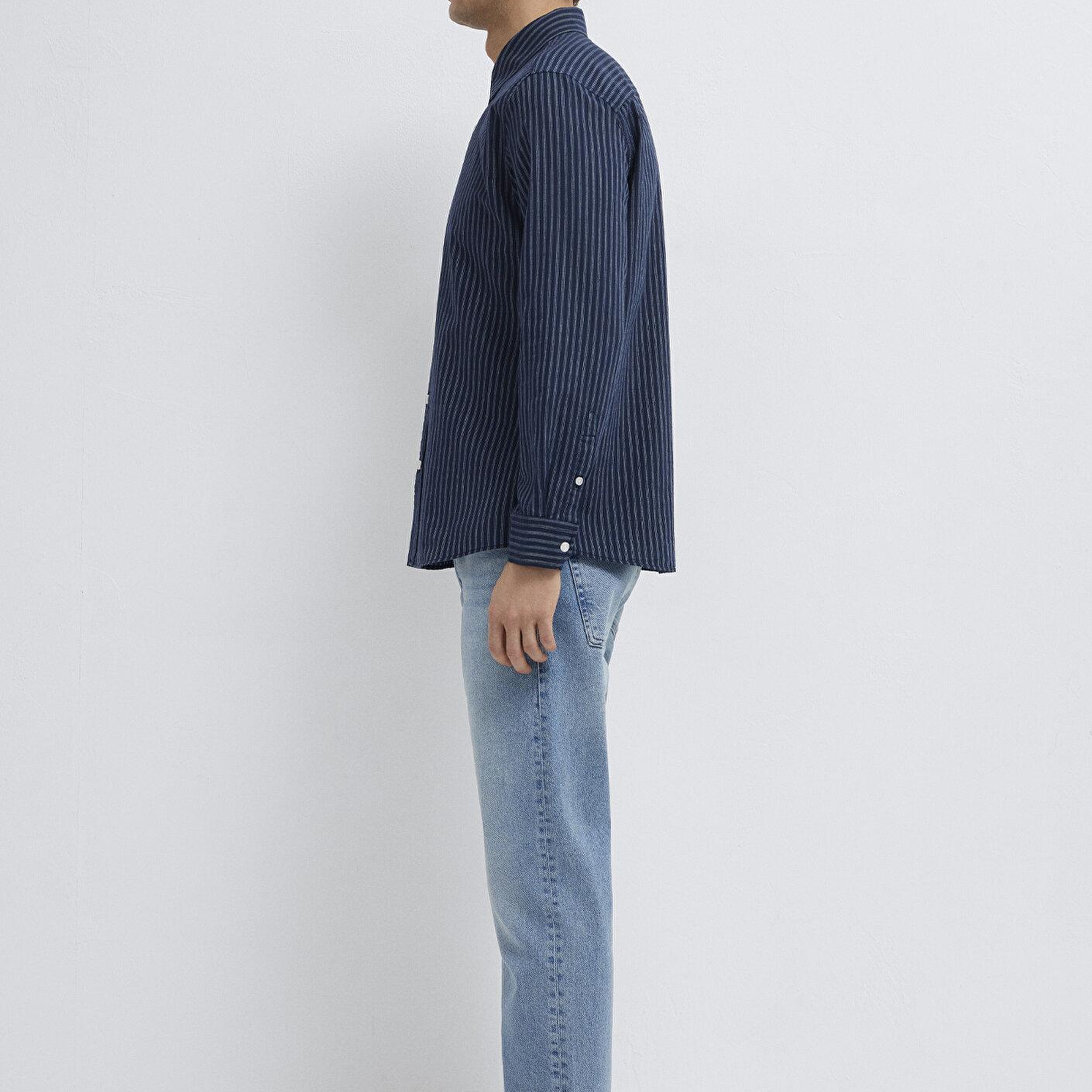 Mavi Keten Karışımlı Lacivert Gömlek Regular Fit / Normal Kesim 0212004-91566