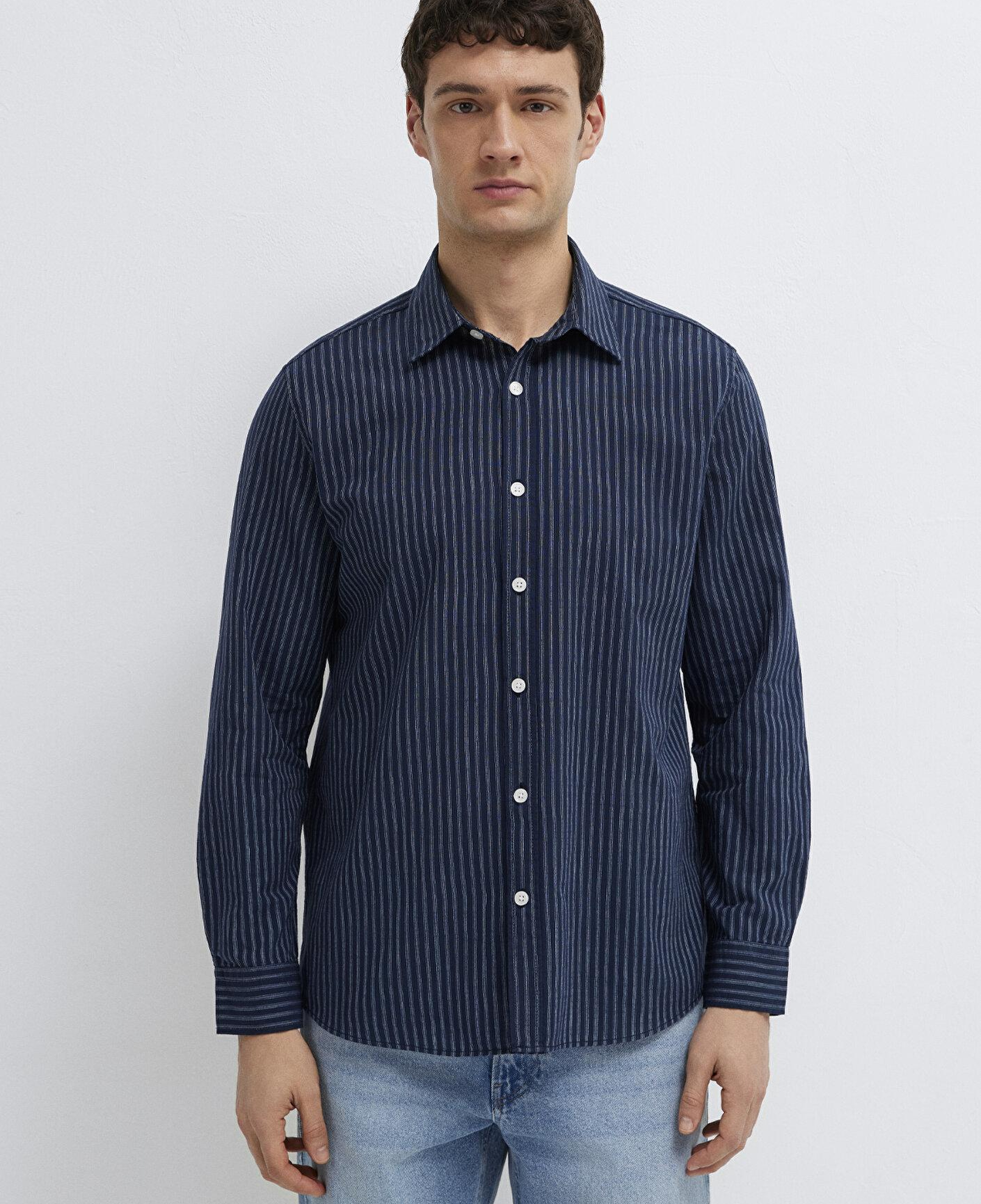 Mavi Keten Karışımlı Lacivert Gömlek Regular Fit / Normal Kesim 0212004-91566