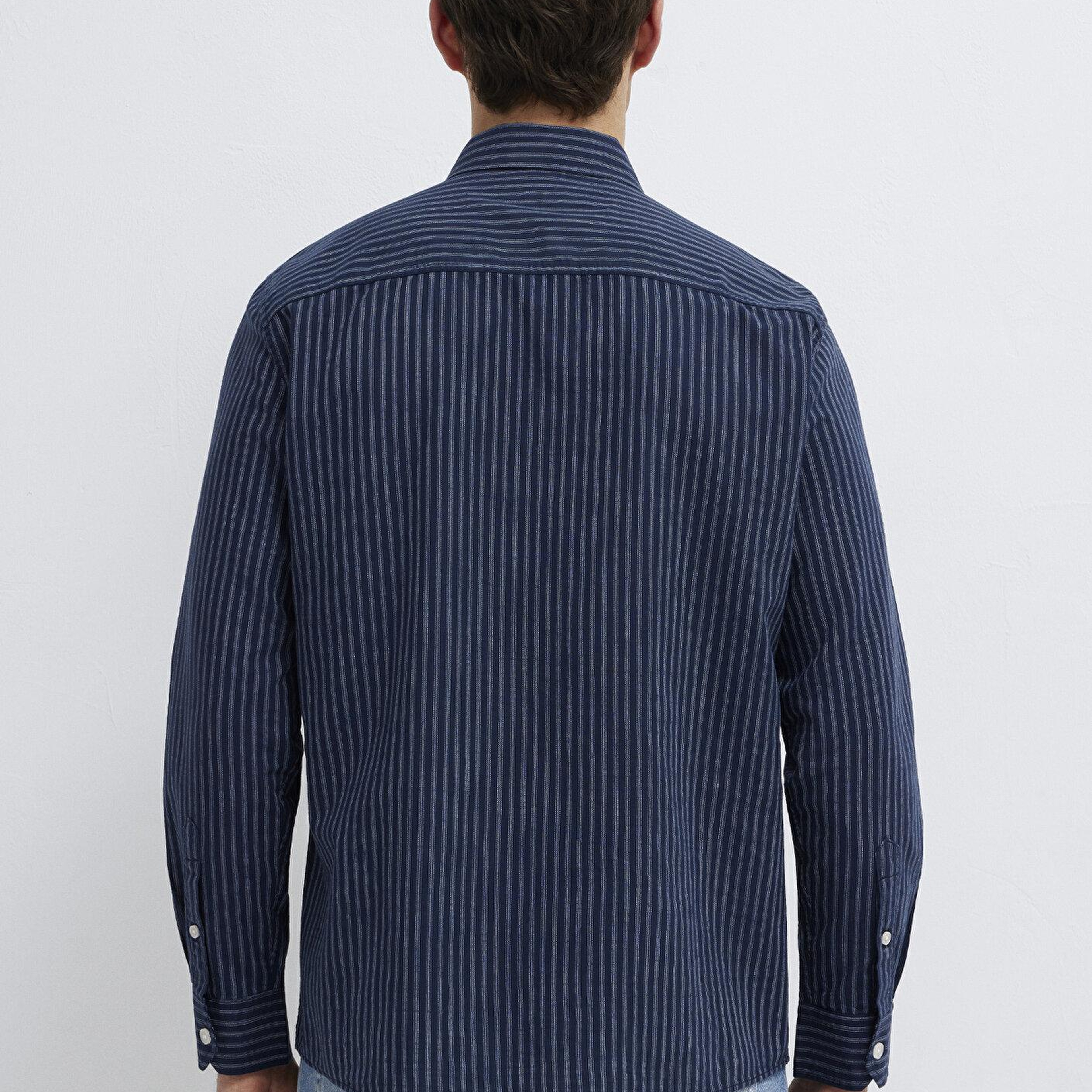 Mavi Keten Karışımlı Lacivert Gömlek Regular Fit / Normal Kesim 0212004-91566