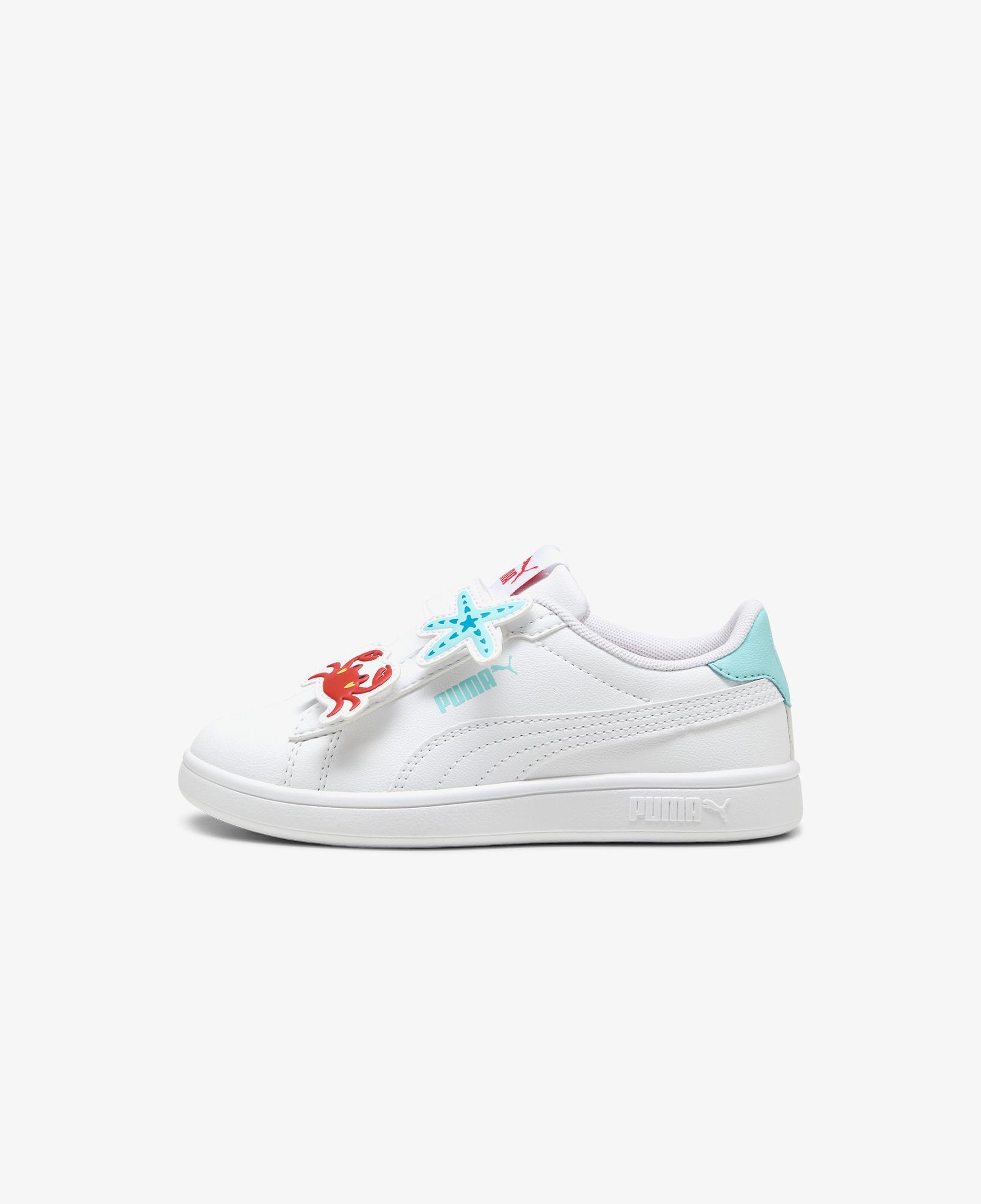 Puma Smash 3 0 Badges Yengeç&Yıldız Figürlü Çocuk Beyaz Spor Ayakkabı