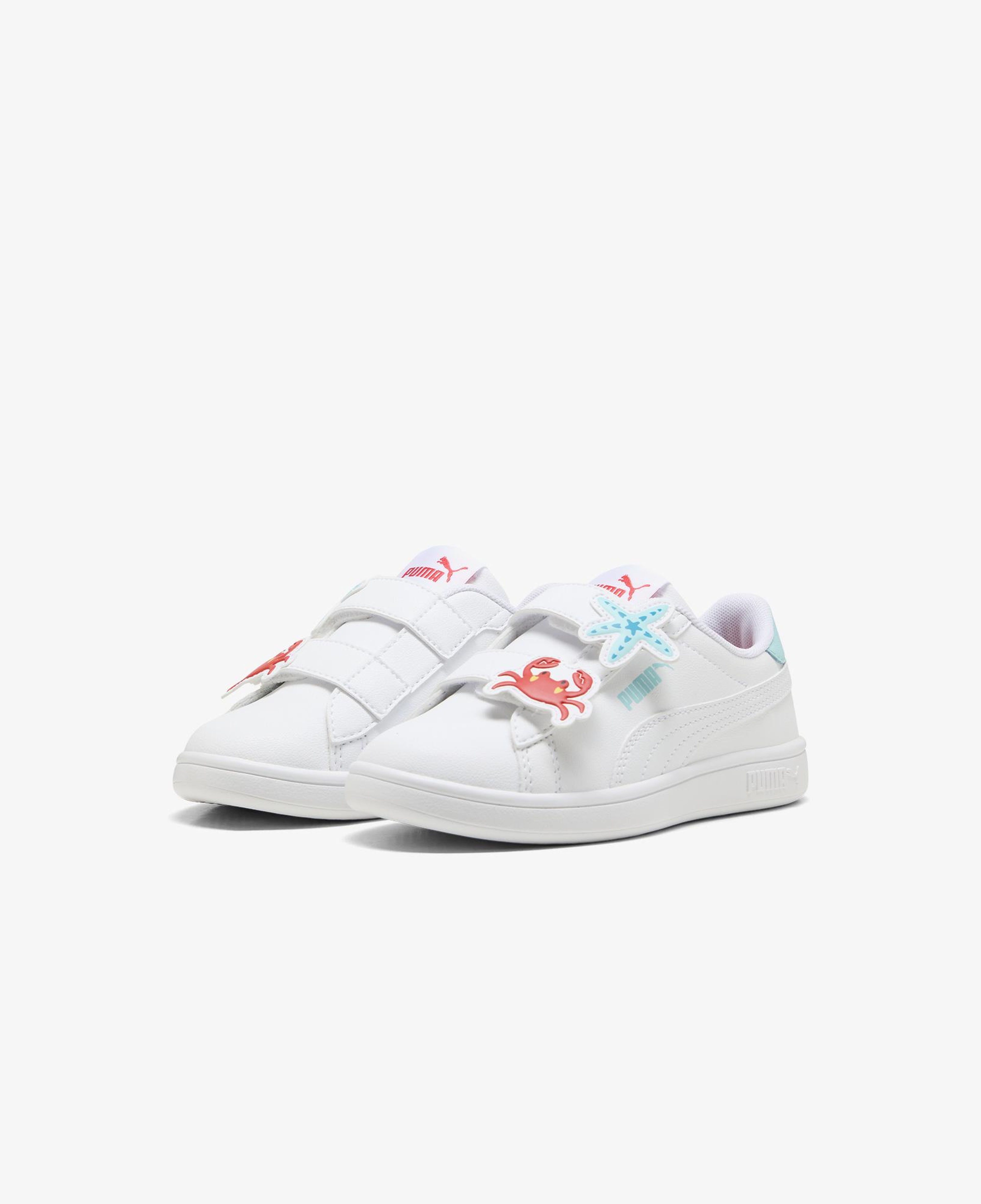 Puma Smash 3 0 Badges Yengeç&Yıldız Figürlü Çocuk Beyaz Spor Ayakkabı