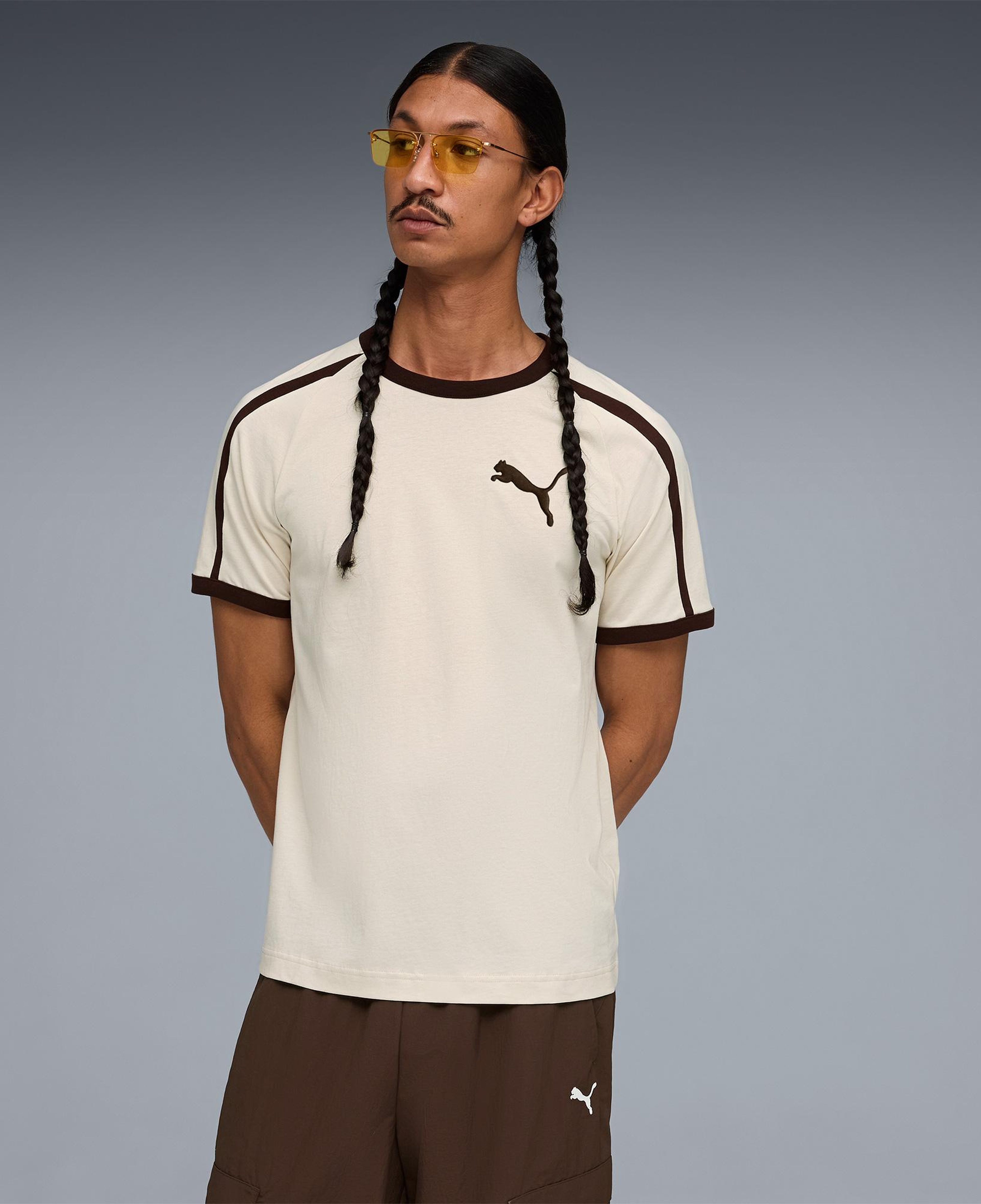 Puma T7 Ringer  Erkek Beyaz T-Shirt