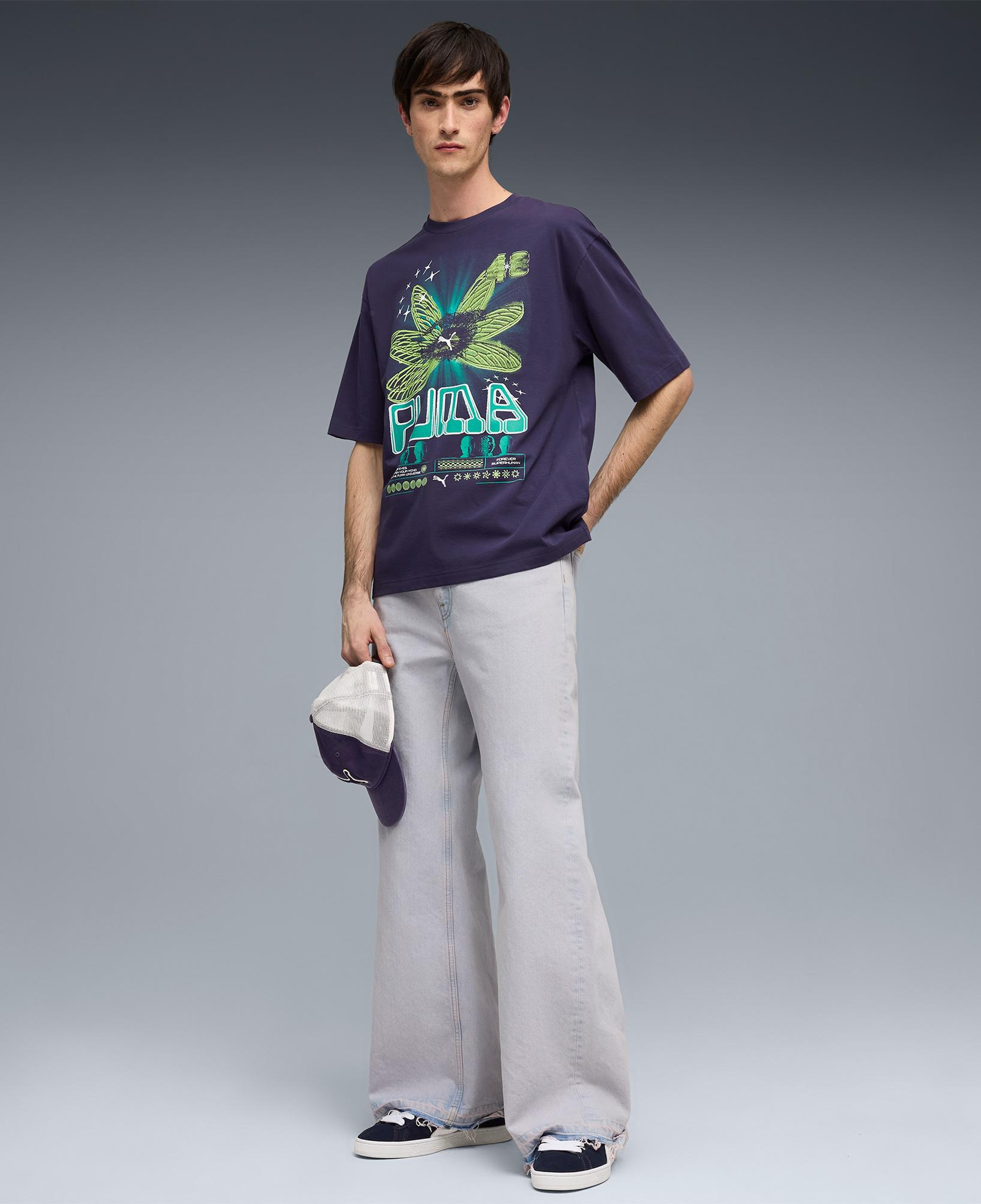 Puma Graphic  Erkek Mor T-Shirt