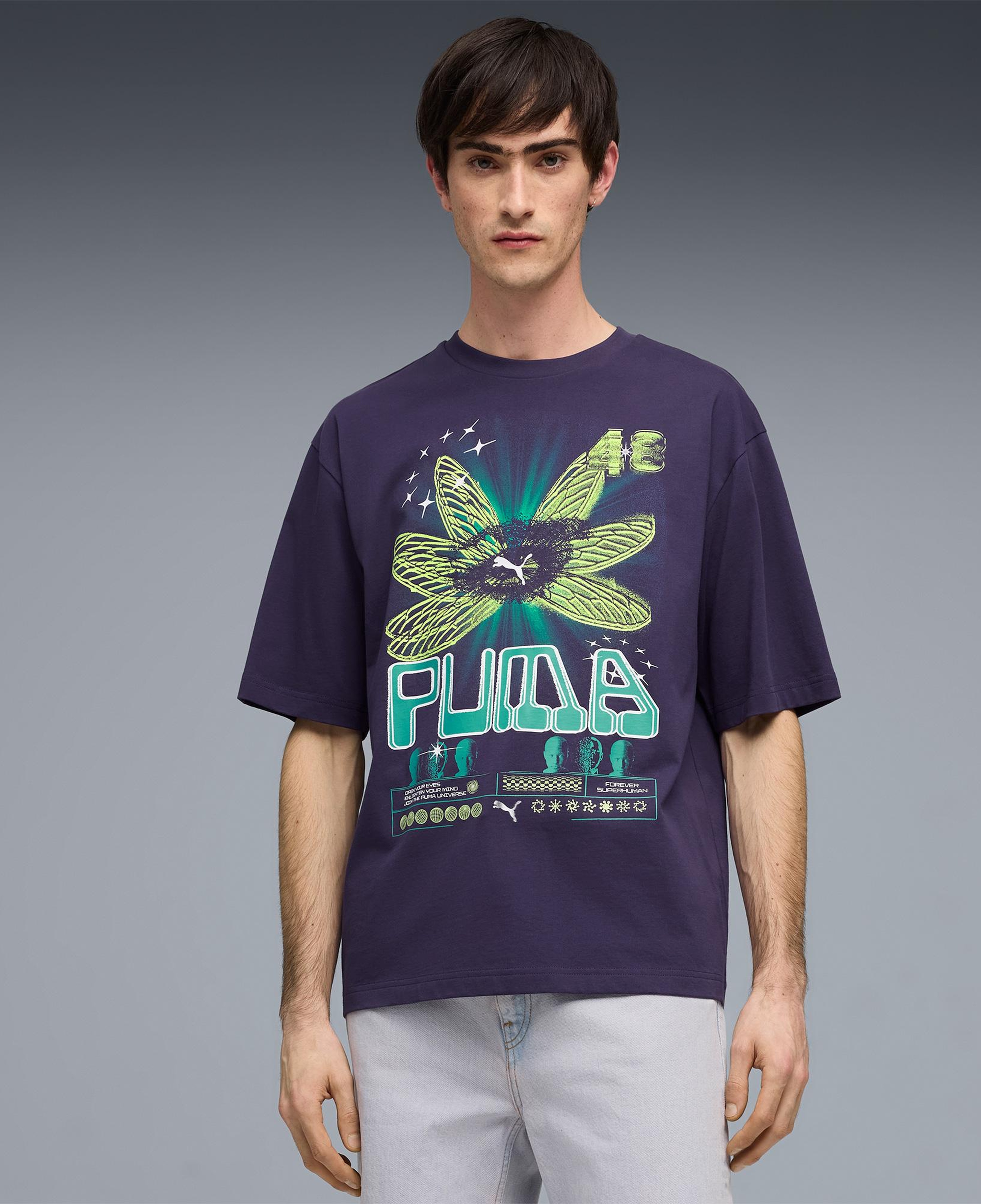 Puma Graphic  Erkek Mor T-Shirt