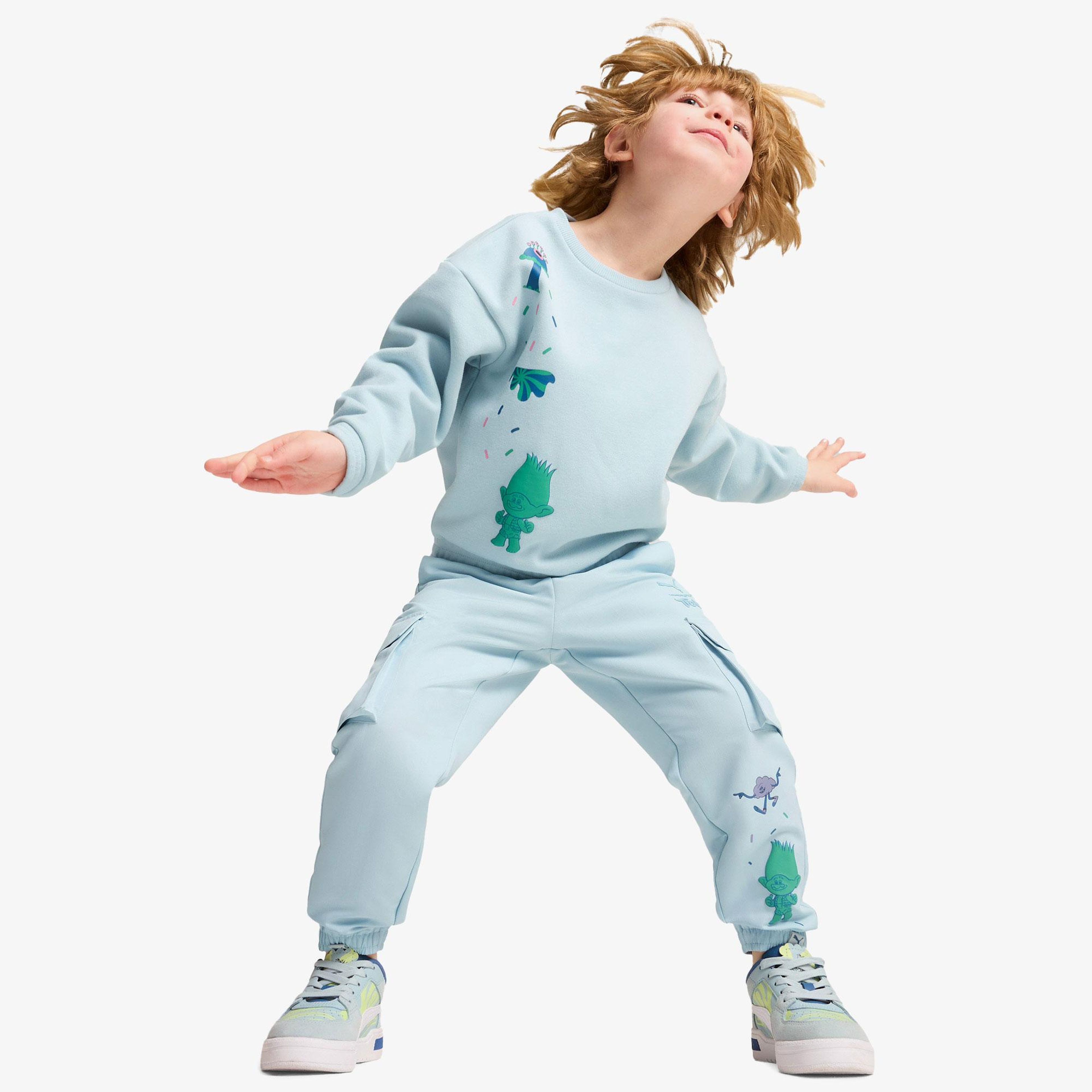 Puma X Trolls Graphic Crew Çocuk Mavi Sweatshirt