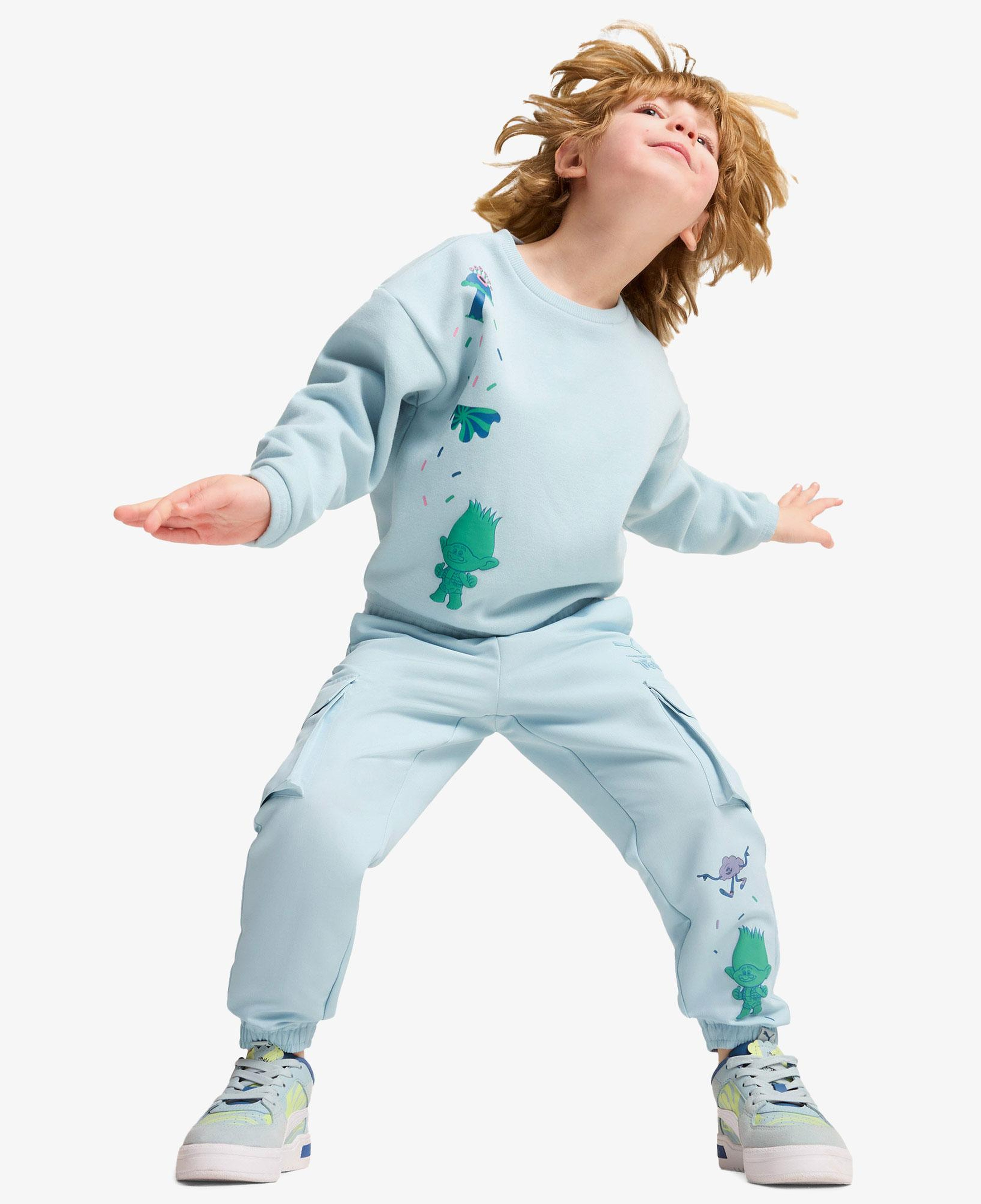 Puma X Trolls Graphic Crew Çocuk Mavi Sweatshirt