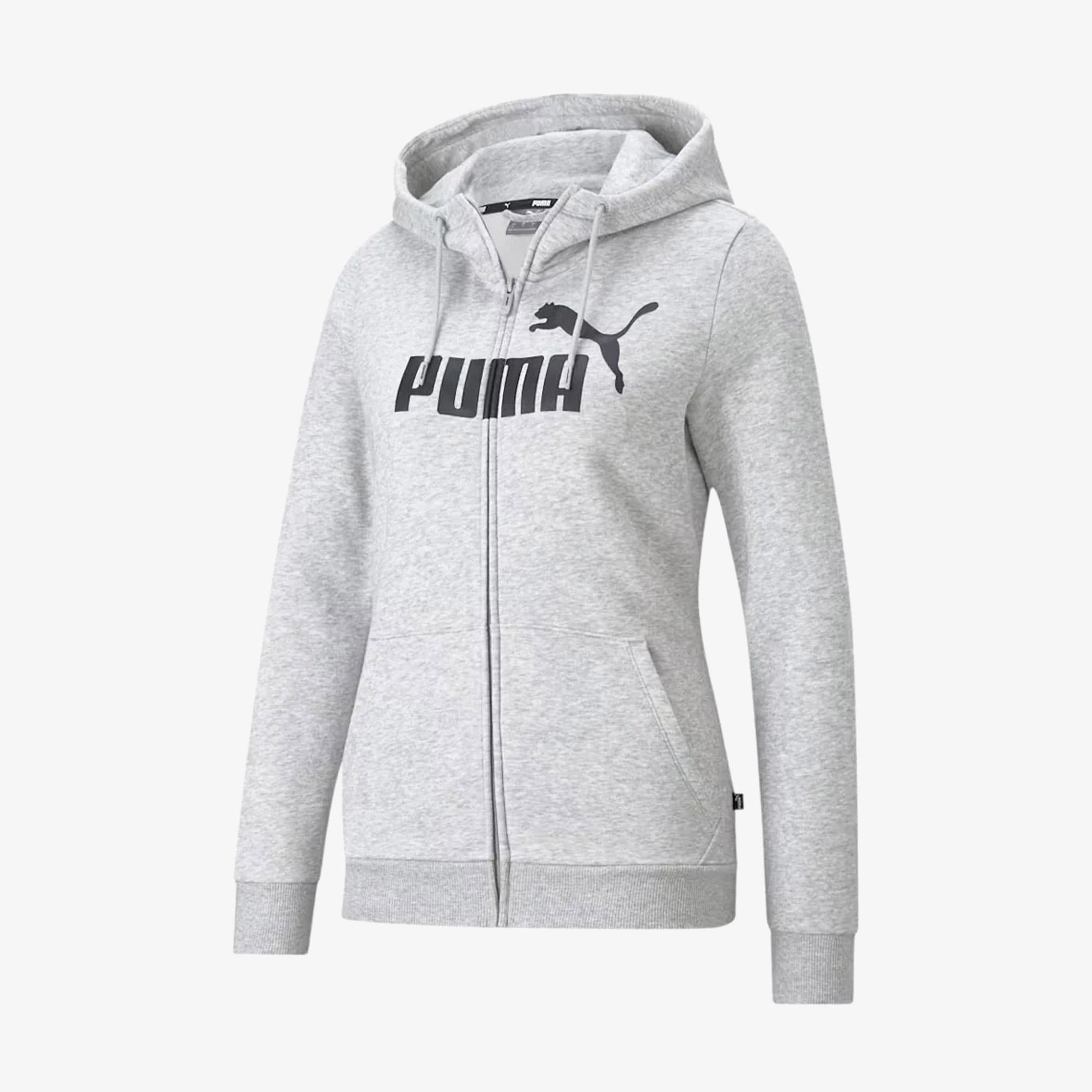Puma Essentials Logo Full Zip Kadın Gri Sweatshirt