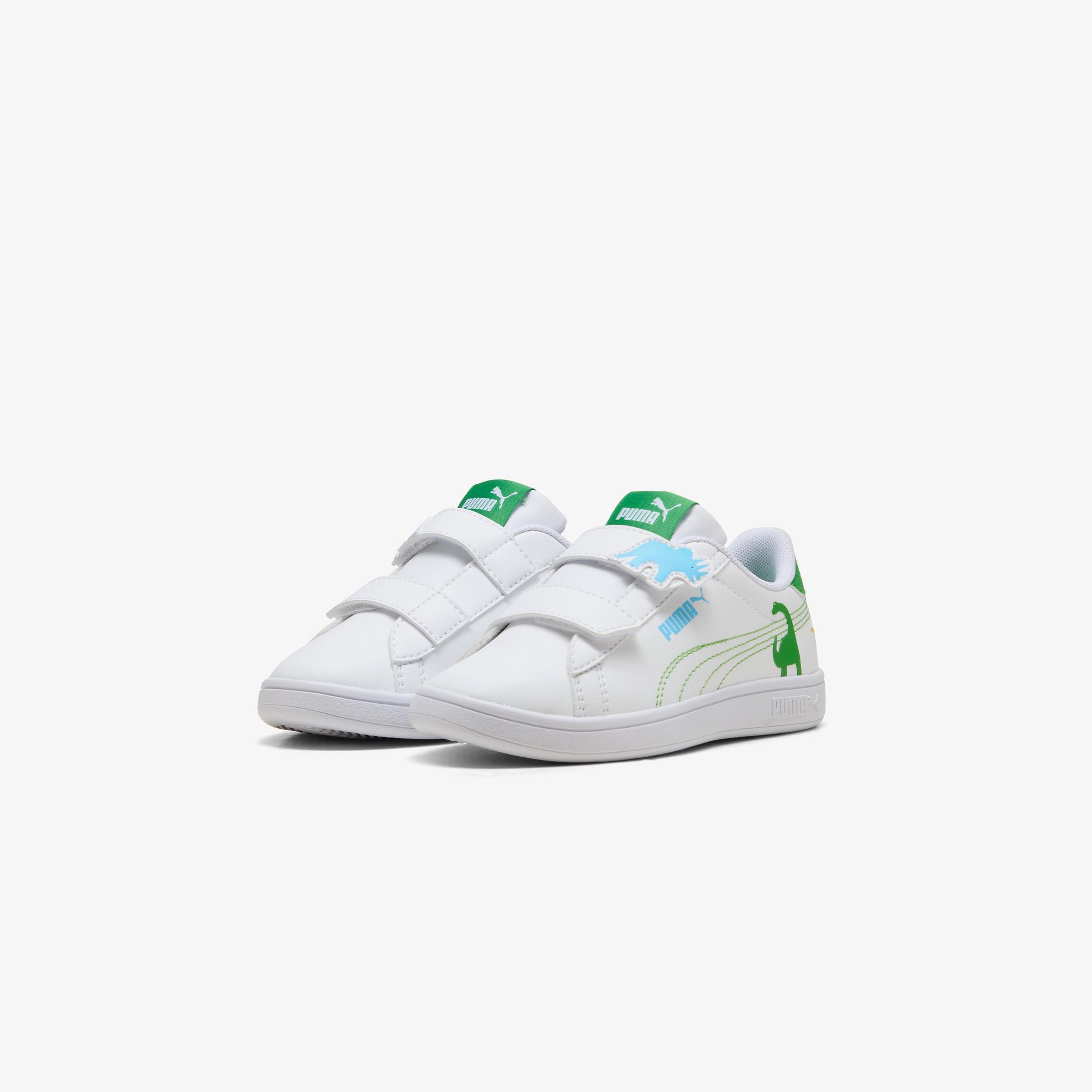 Puma Smash 3.0 Dino V Çocuk Beyaz Spor Ayakkabı