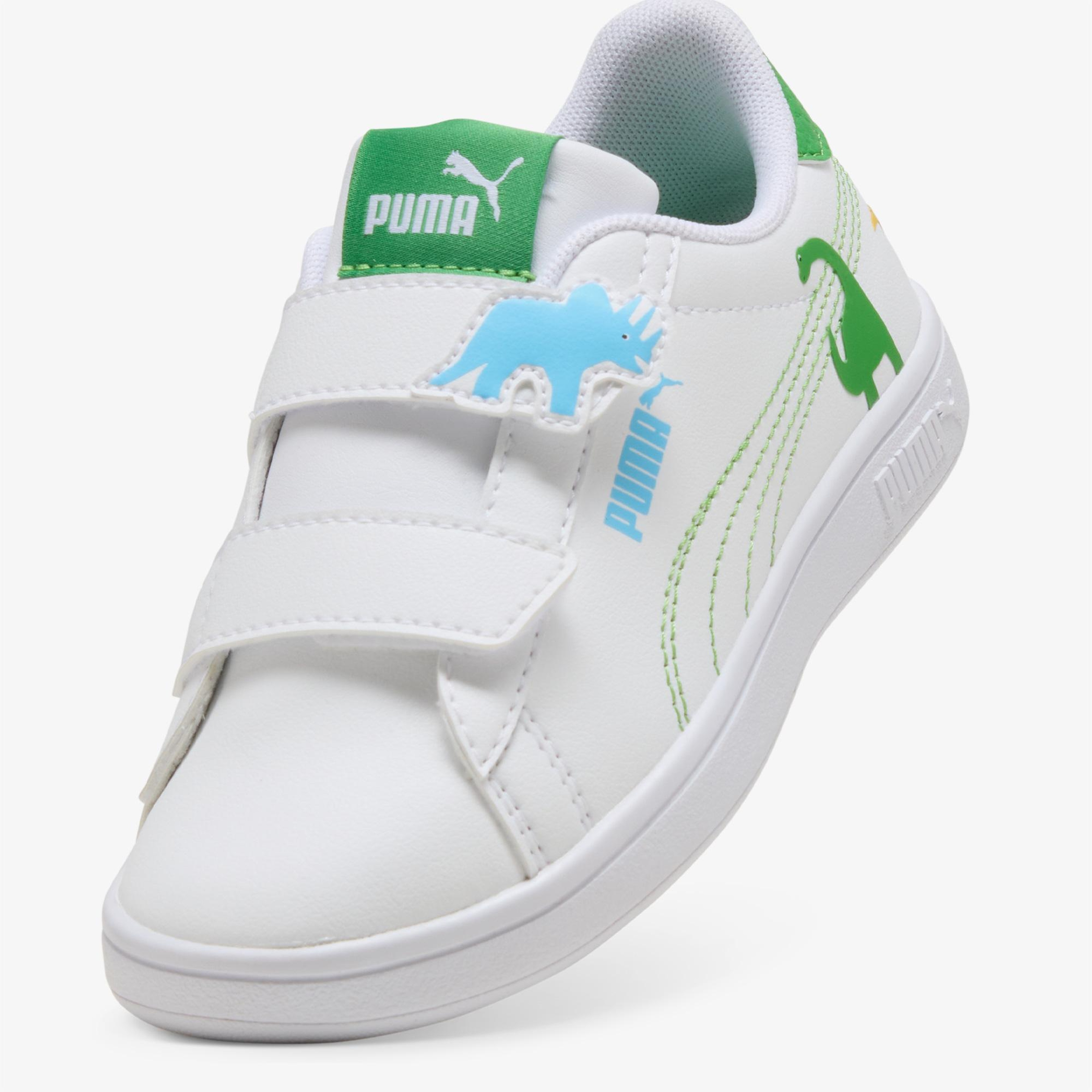 Puma Smash 3.0 Dino V Çocuk Beyaz Spor Ayakkabı