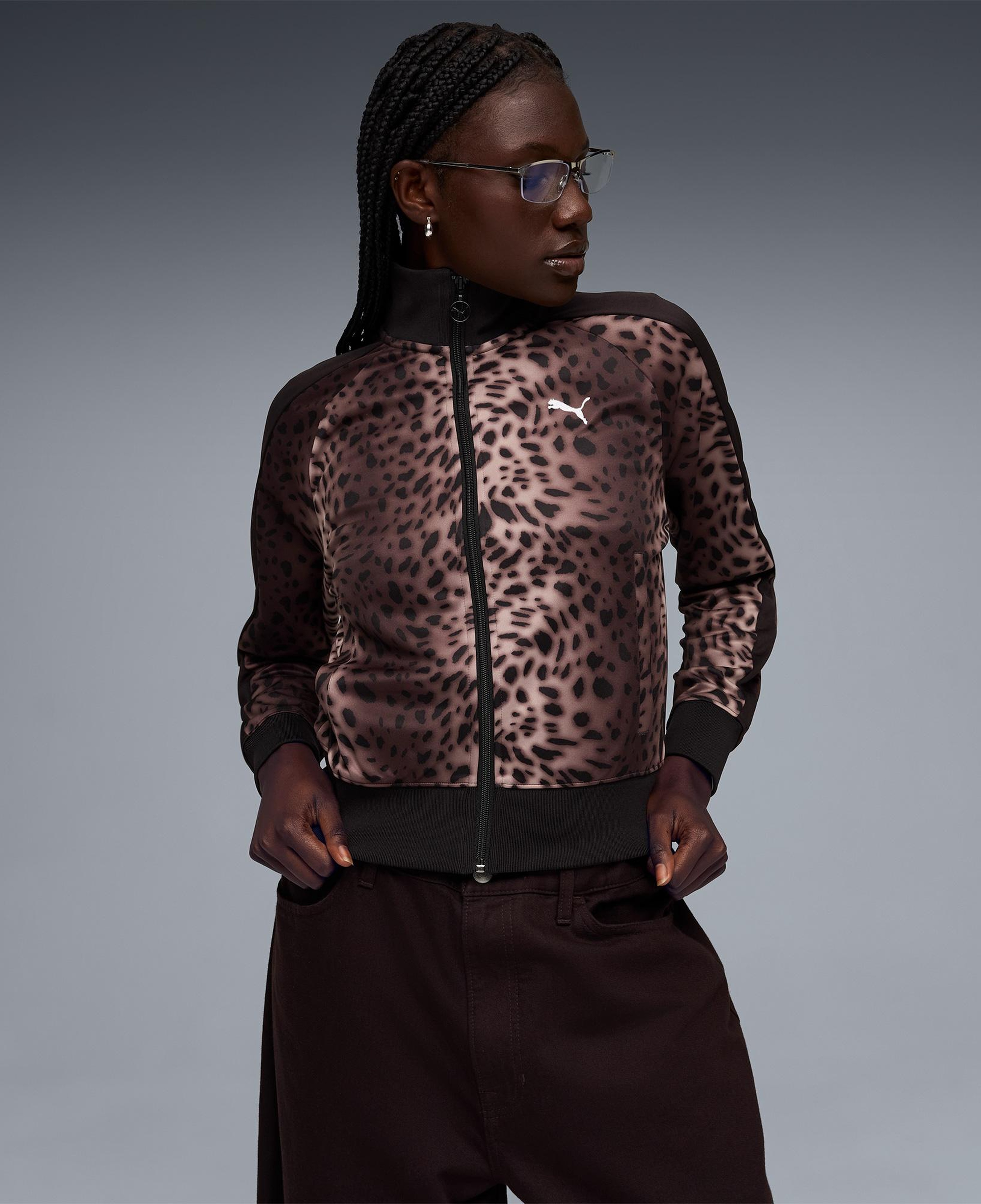 Puma T7 Leo Luxe Aop Track Kadın Siyah Ceket