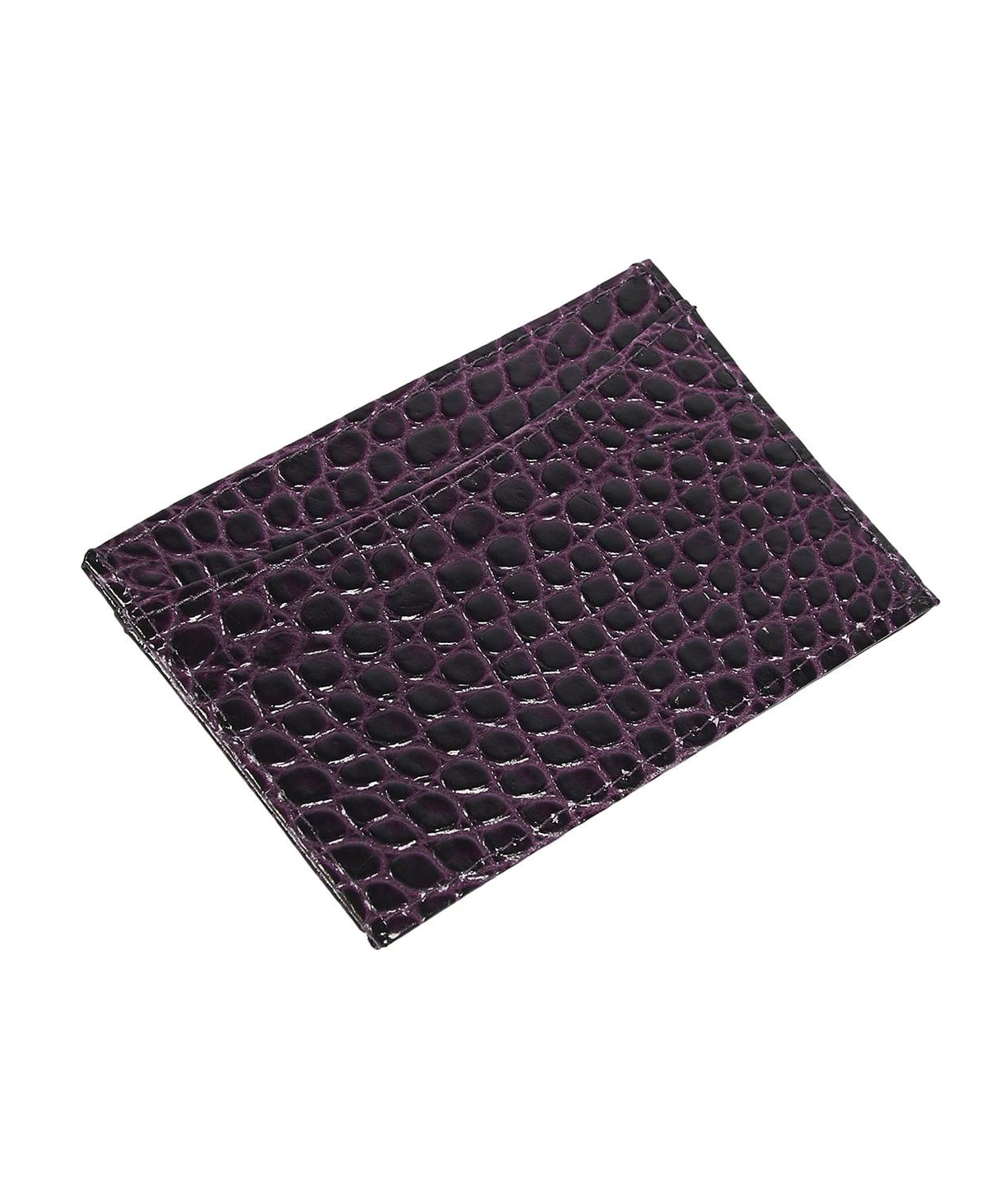 Mor Dukinea Kroko Baskılı Deri Kartlık