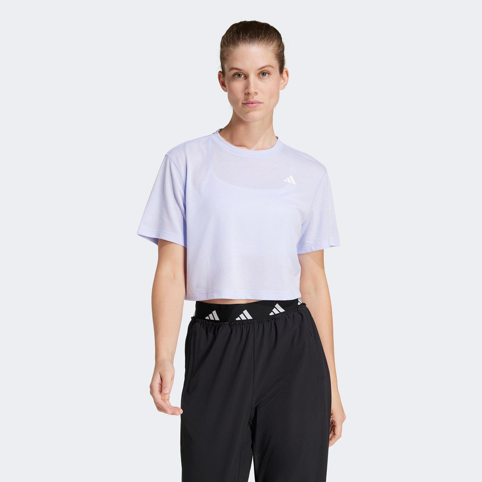 adidas Train Essentials Boxy Workout Kadın Mor Antrenman T-Shirt