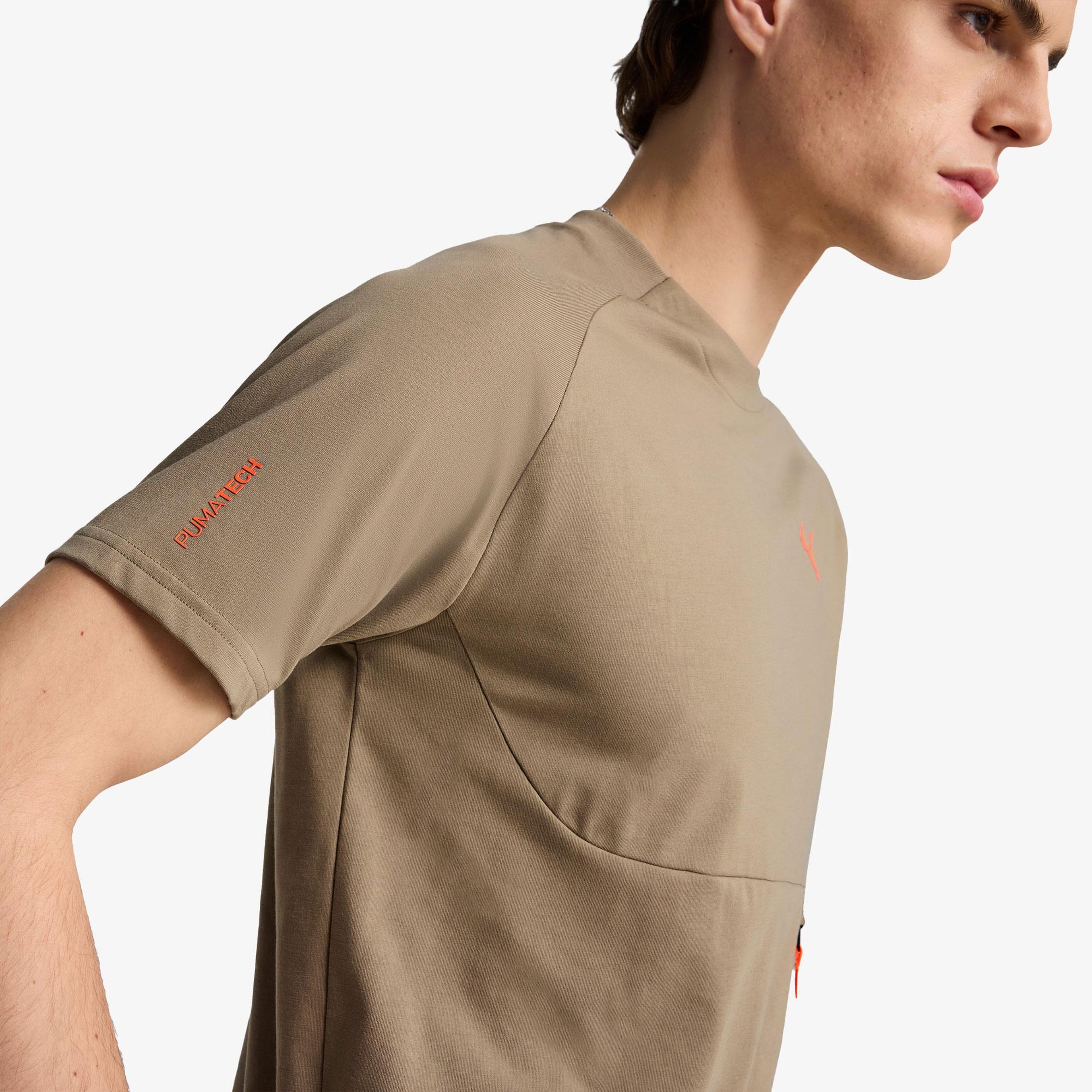 Puma Hoops X Pumatech Graphic Erkek Haki T-Shirt