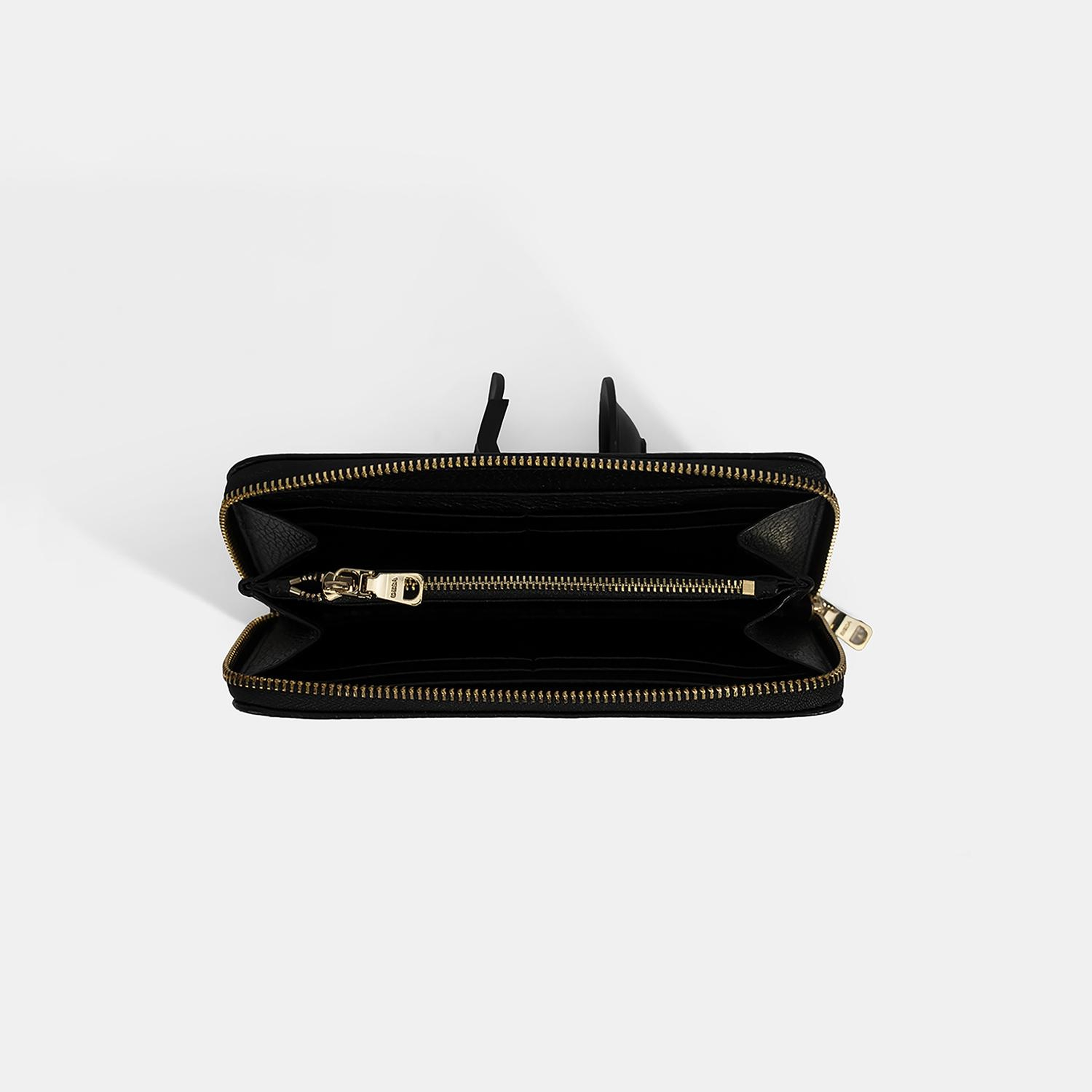 Kadın Siyah Deri Fermuarlı Cüzdan