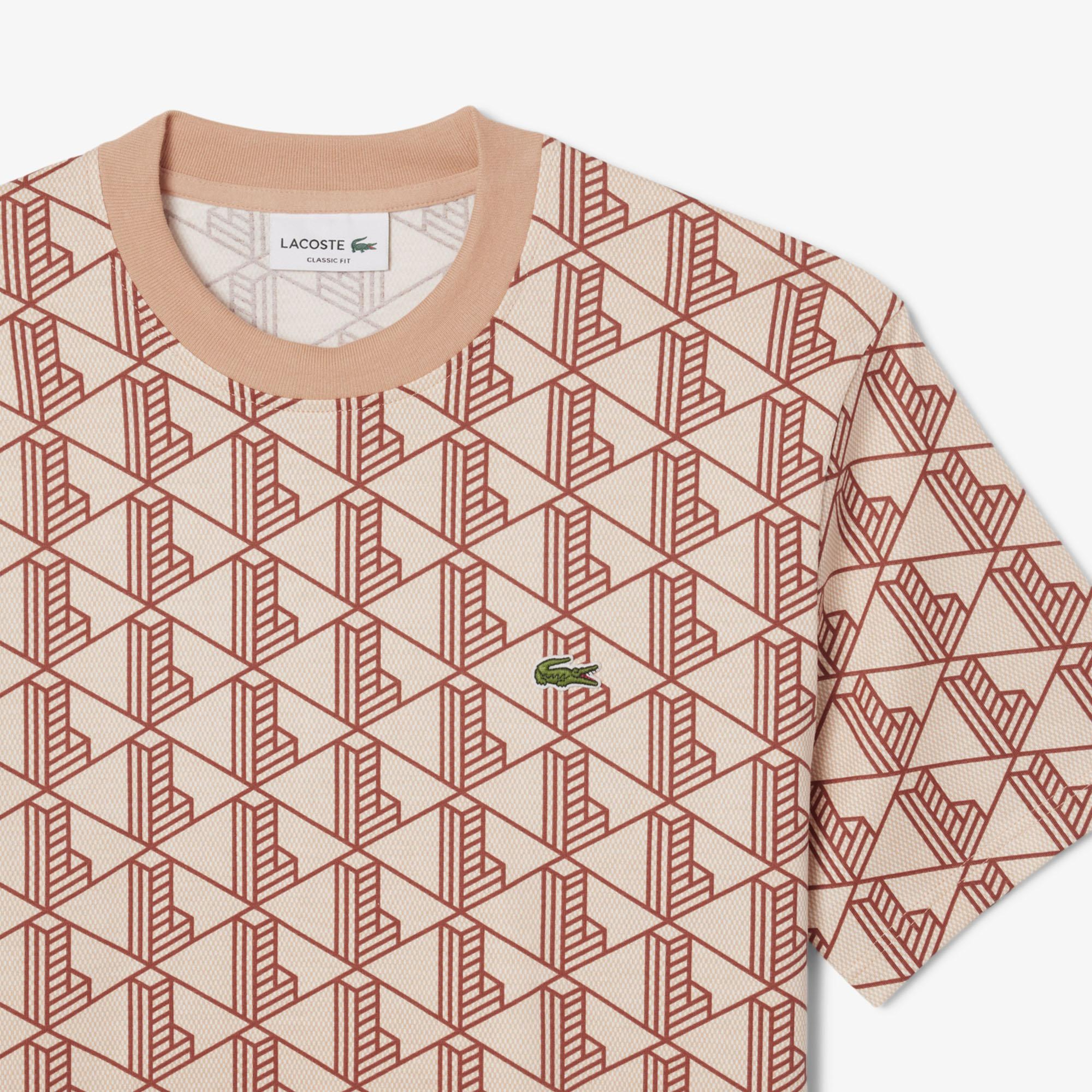 Lacoste Relaxed Fit Monogram Erkek Kahverengi T-Shirt