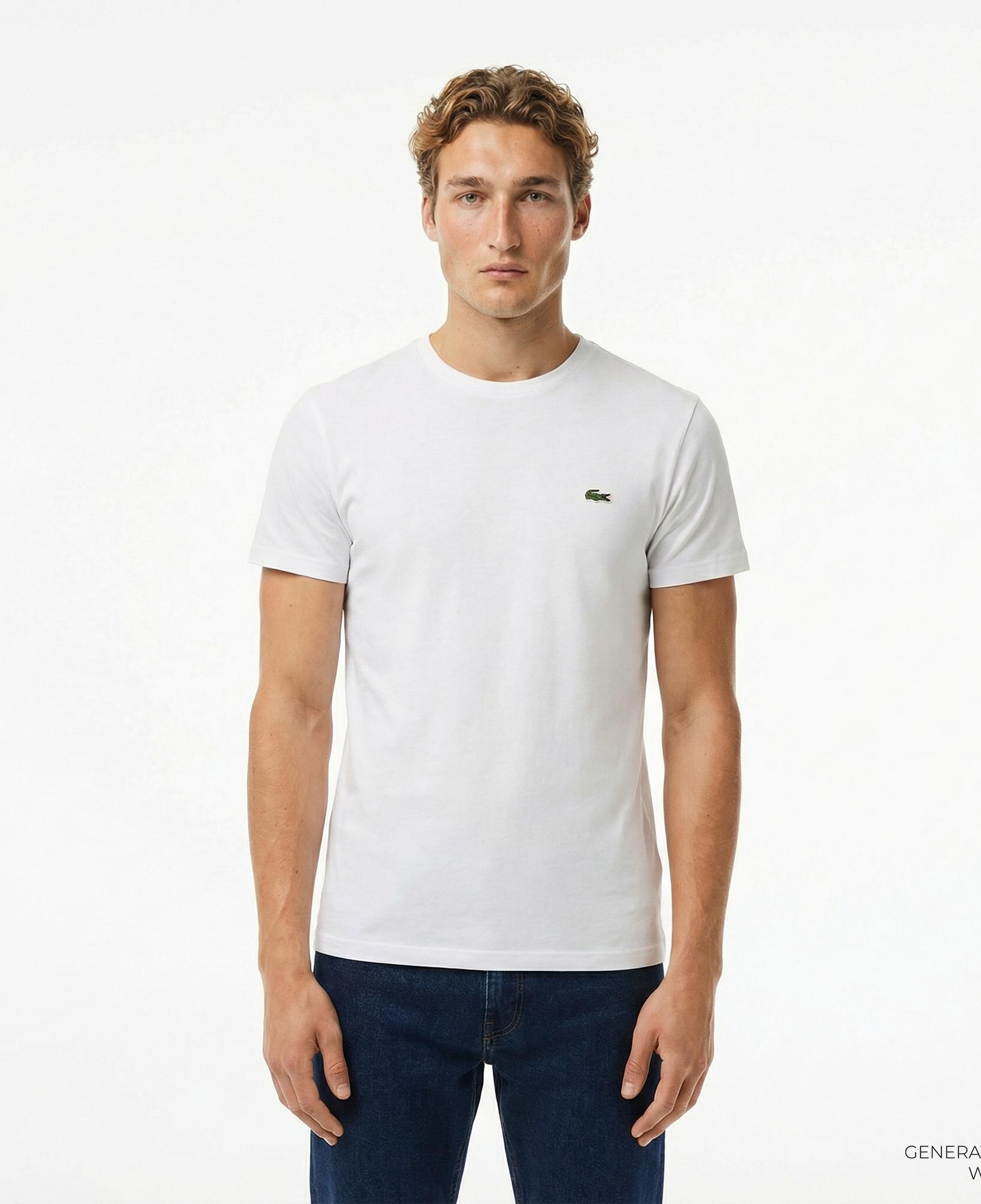 Lacoste Erkek Slim Fit Bisiklet Yaka Beyaz T-Shirt