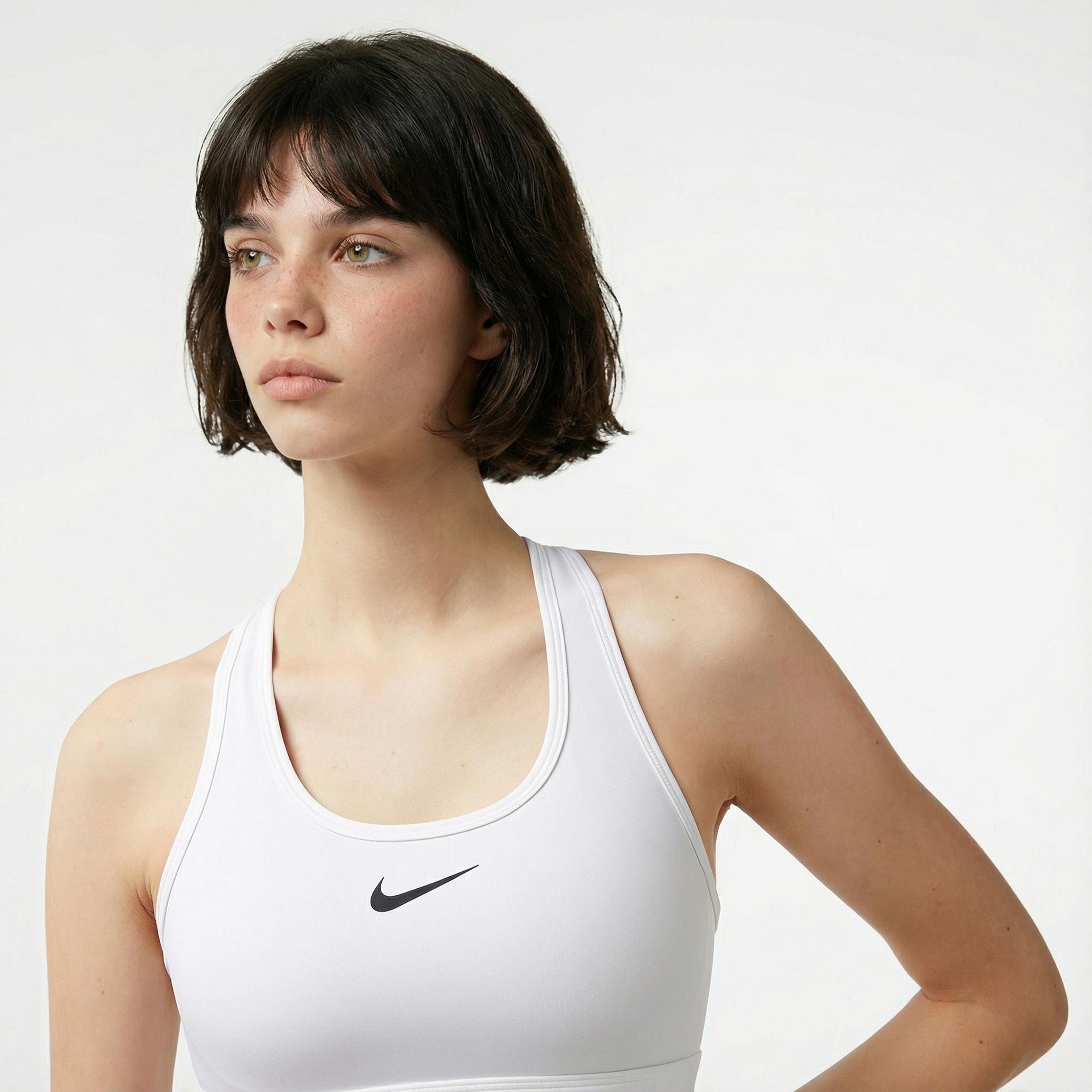 Nike Swoosh Med Sport Kadın Beyaz Bra