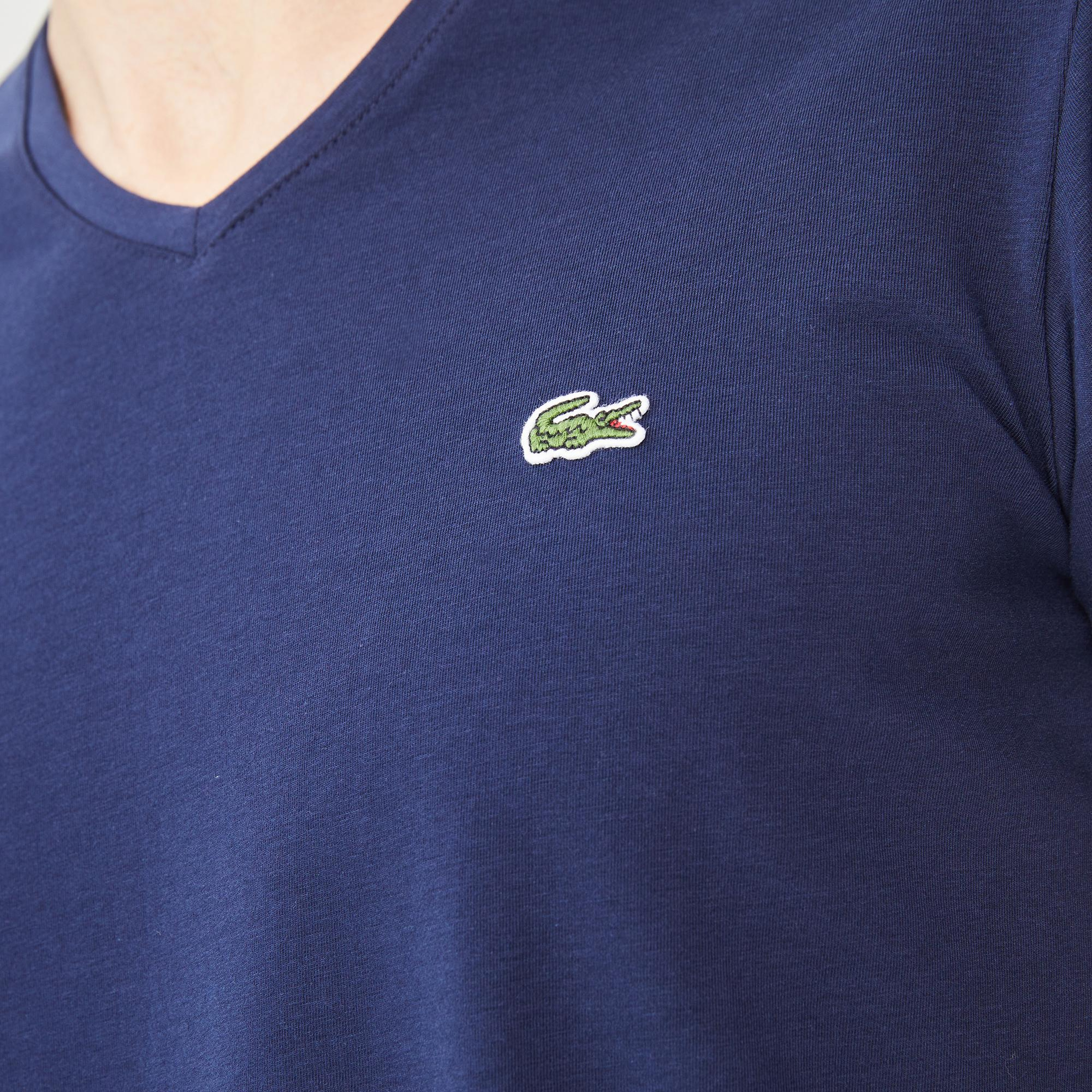 Lacoste Erkek Slim Fit V yaka Lacivert T-Shirt