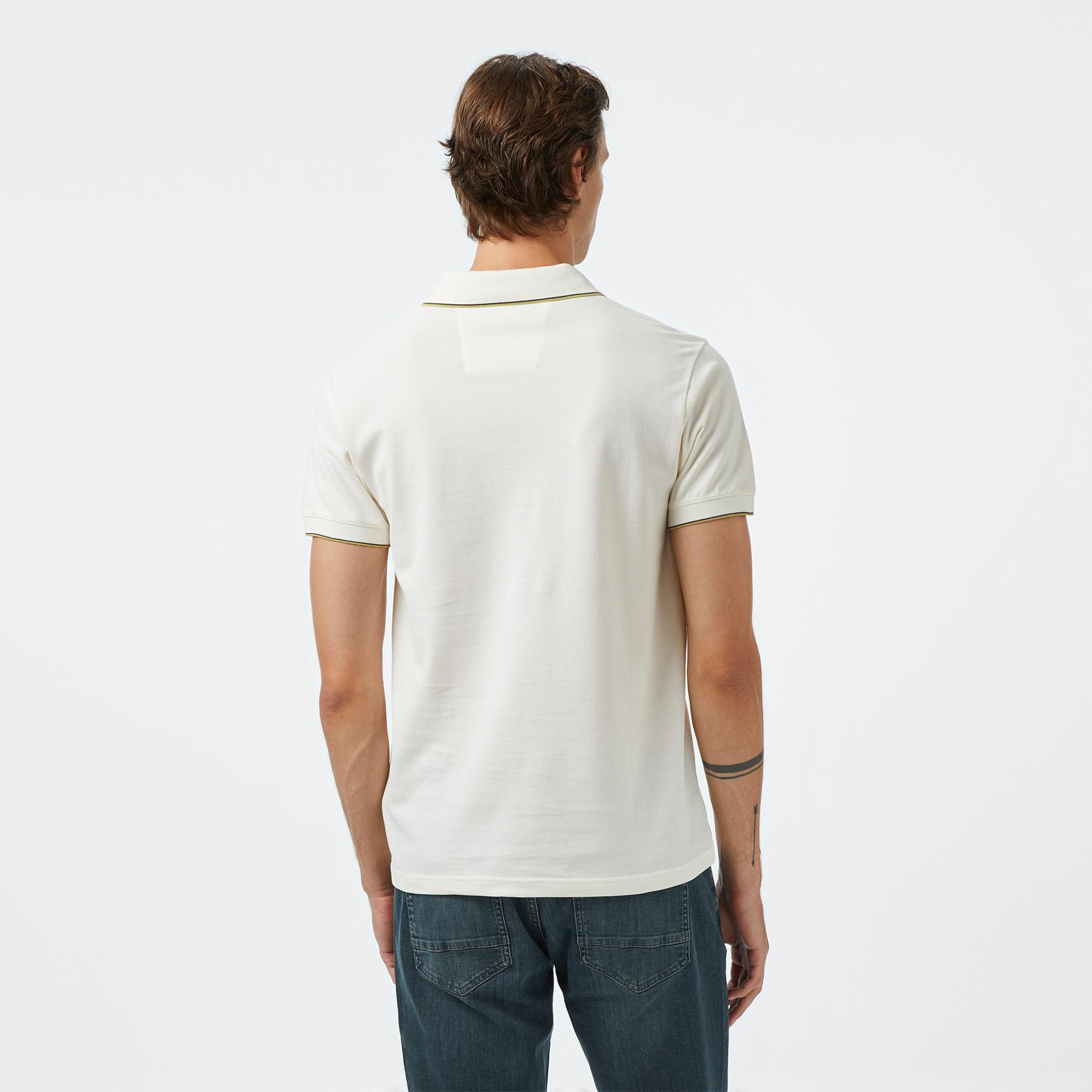 Nautica Erkek Krem Rengi Classic Fit Polo Yaka T-Shirt