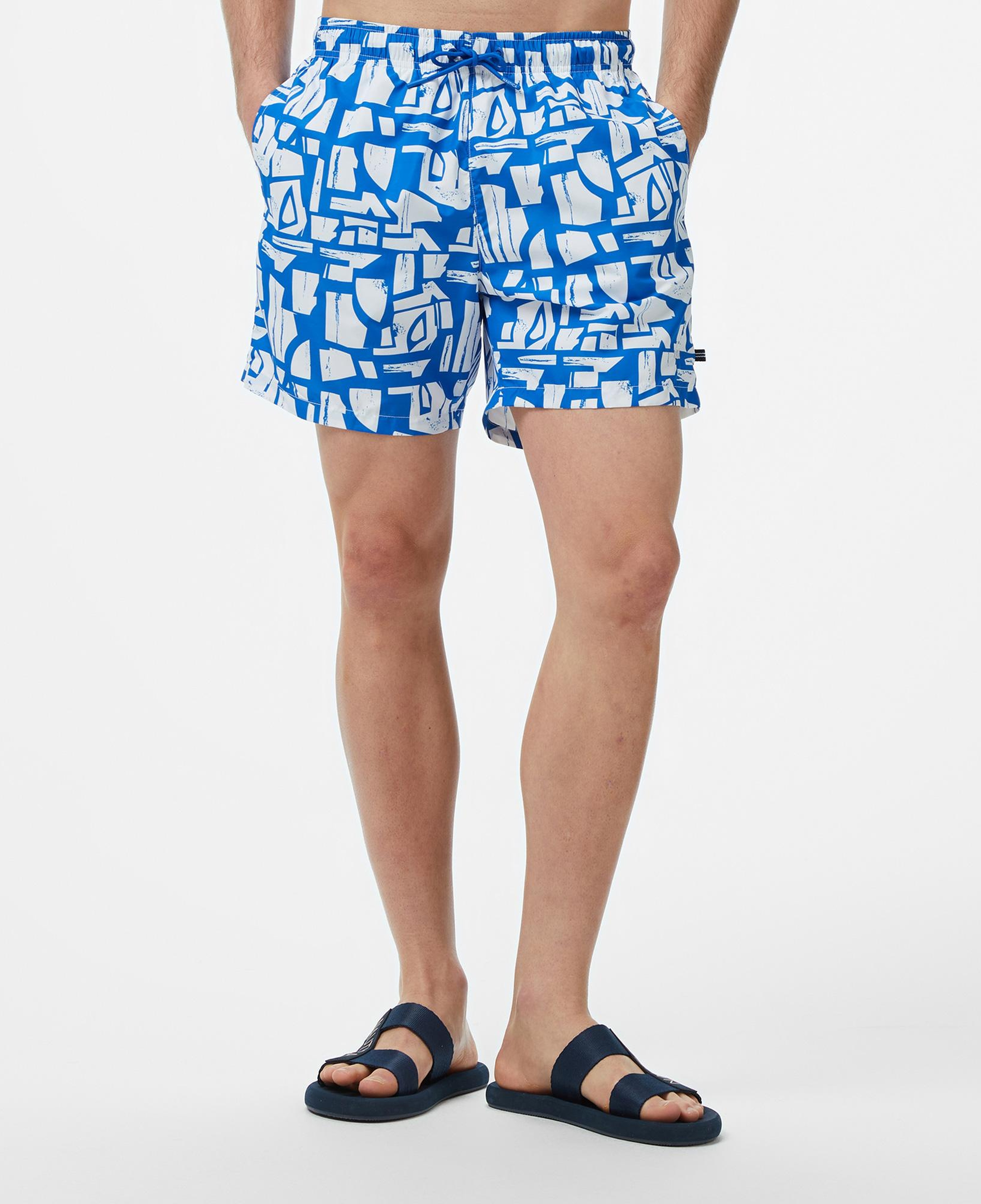 Nautica Erkek Mavi Regular Fit Desenli Deniz Şortu